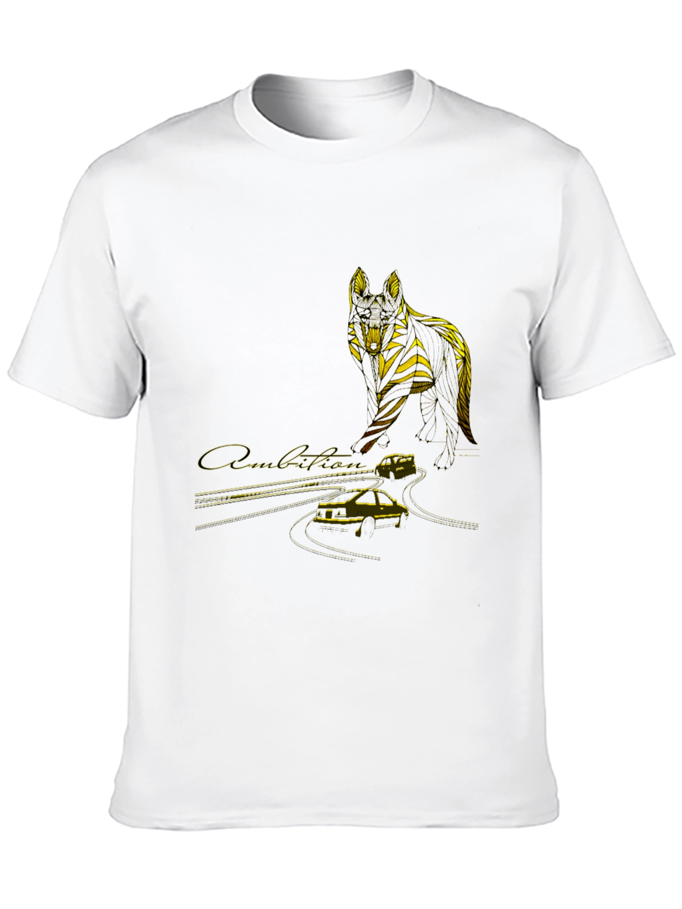 Black Wolf & Car Graphic T-Shirt - Stylish Black Tee view 10