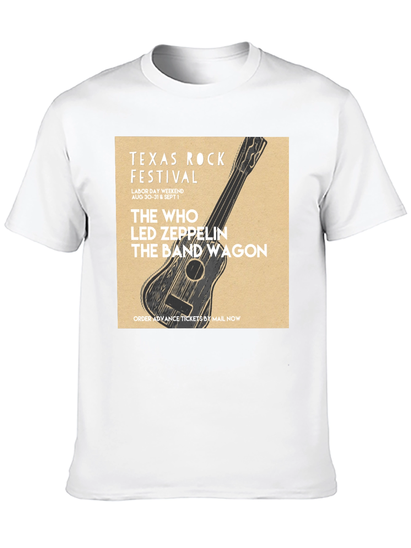Black Texas Rock Festival T-Shirt: The Who, Led Zeppelin, Band Wagon view 10