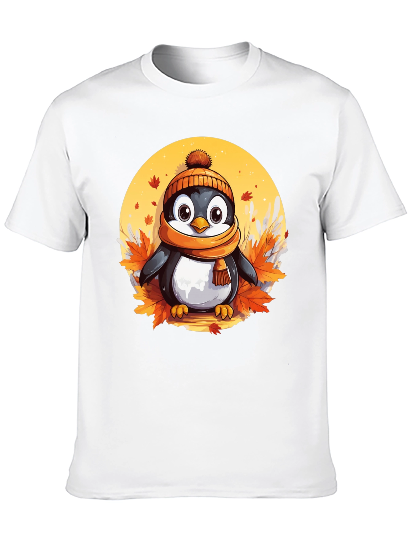 Black Cute Autumn Penguin Graphic Tee view 10