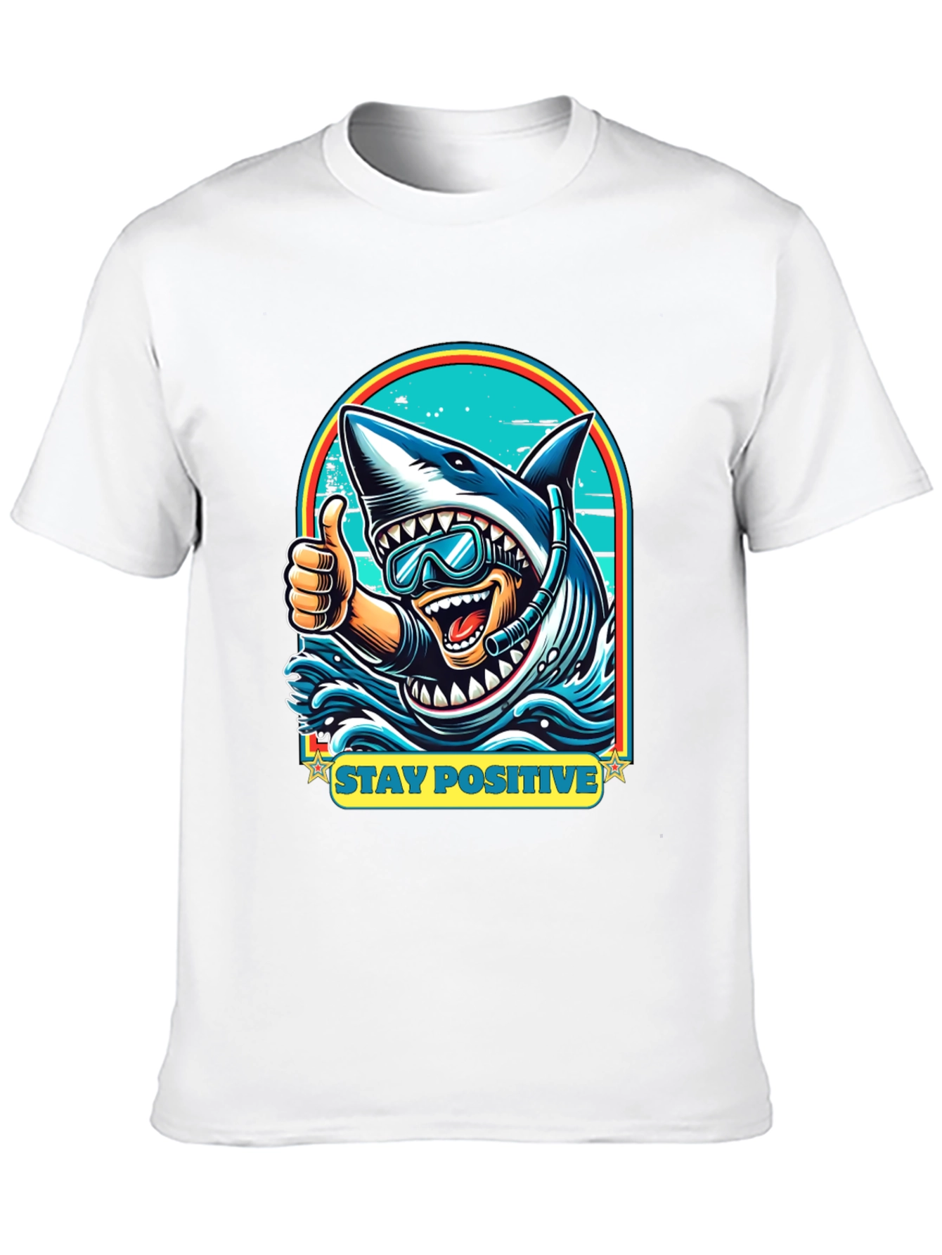 Black Stay Positive Shark Diver Graphic Tee - Black view 10