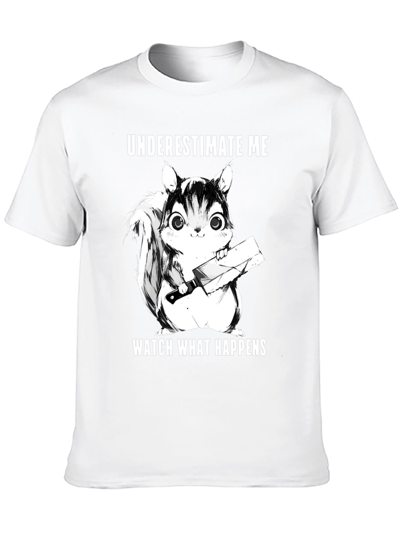 Black Underestimate Me Squirrel T-Shirt - Funny Graphic Tee view 10