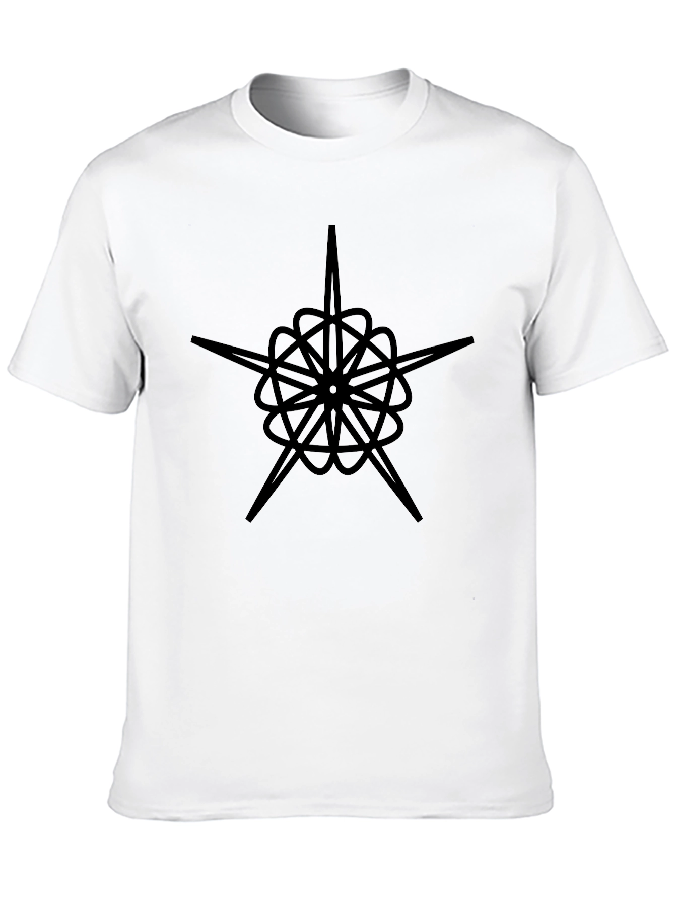 Black Geometric Star Design Black T-Shirt view 10