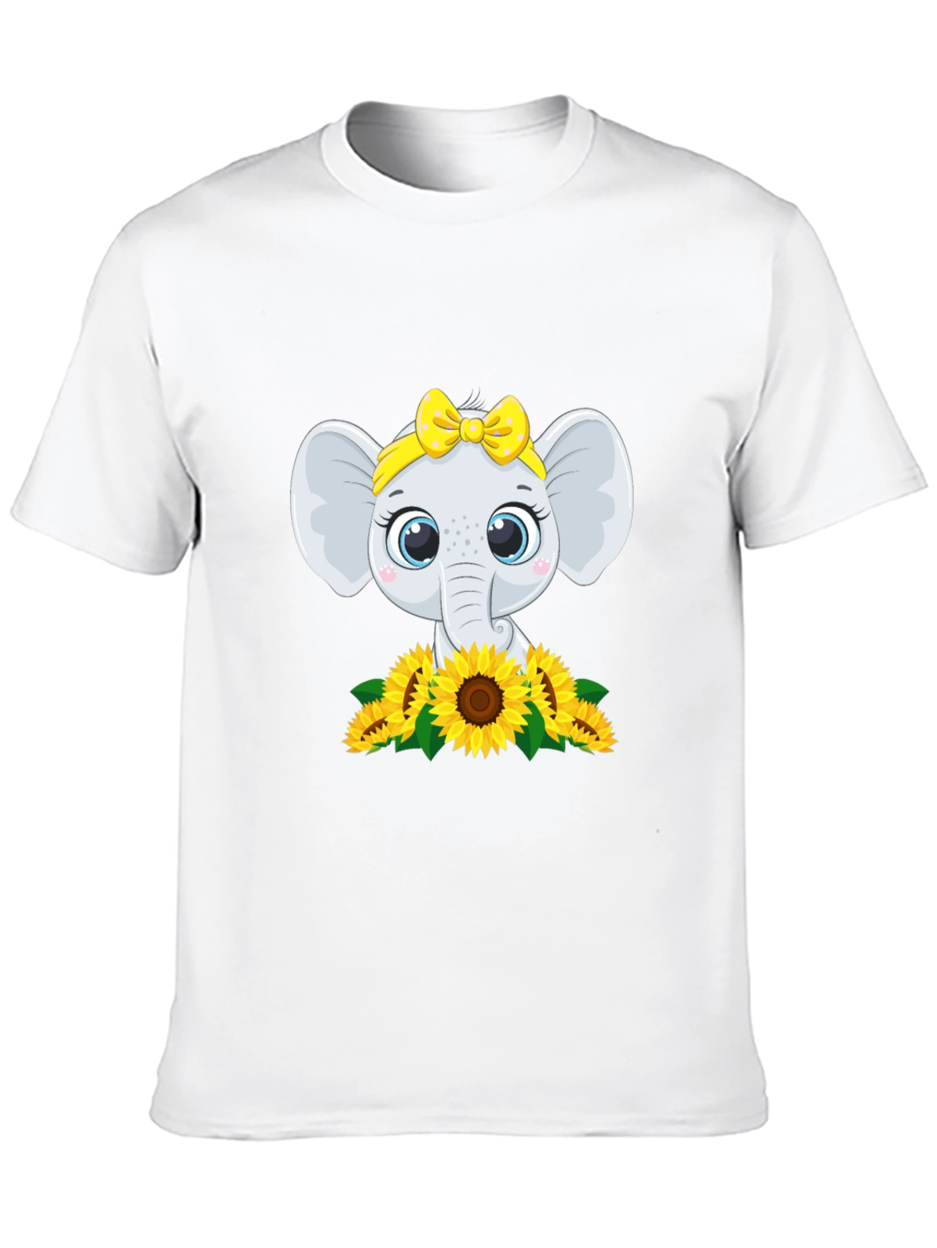 Black Cute Elephant Sunflower Graphic Tee view 10