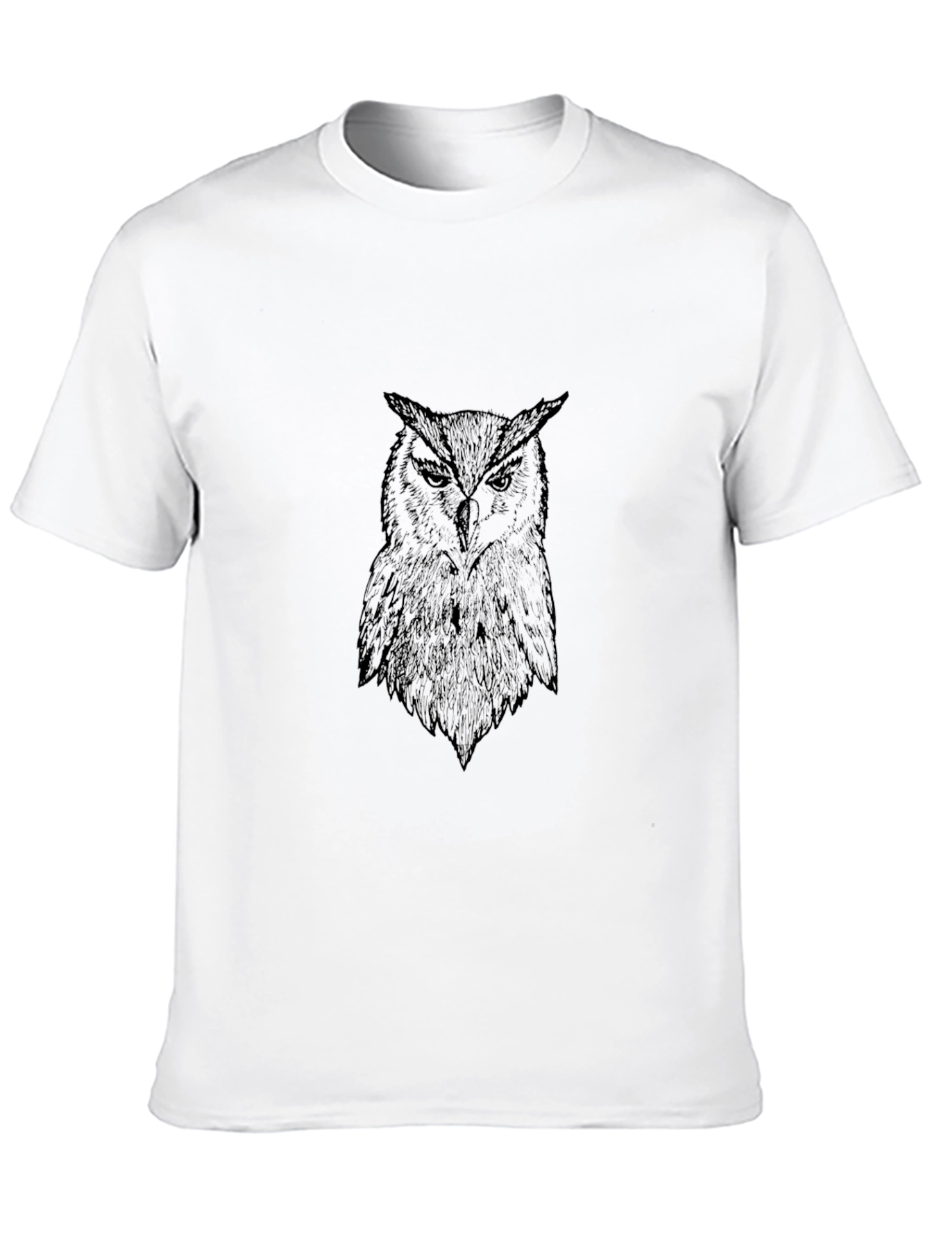 Black Men's Black Owl Graphic Tee - Stylish Bird Print T-Shirt view 10