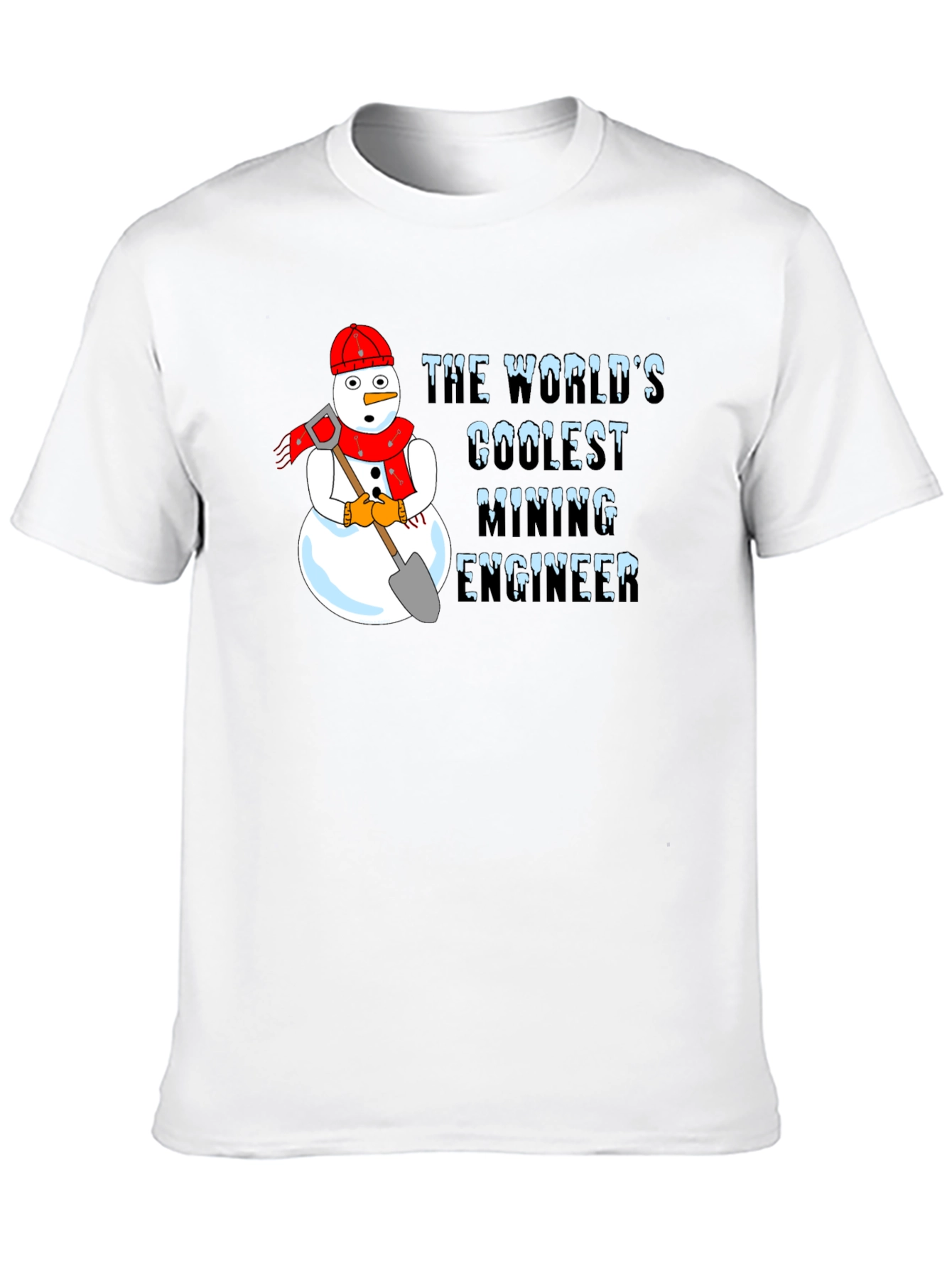Black Coolest Mining Engineer Snowman Graphic T-Shirt view 10