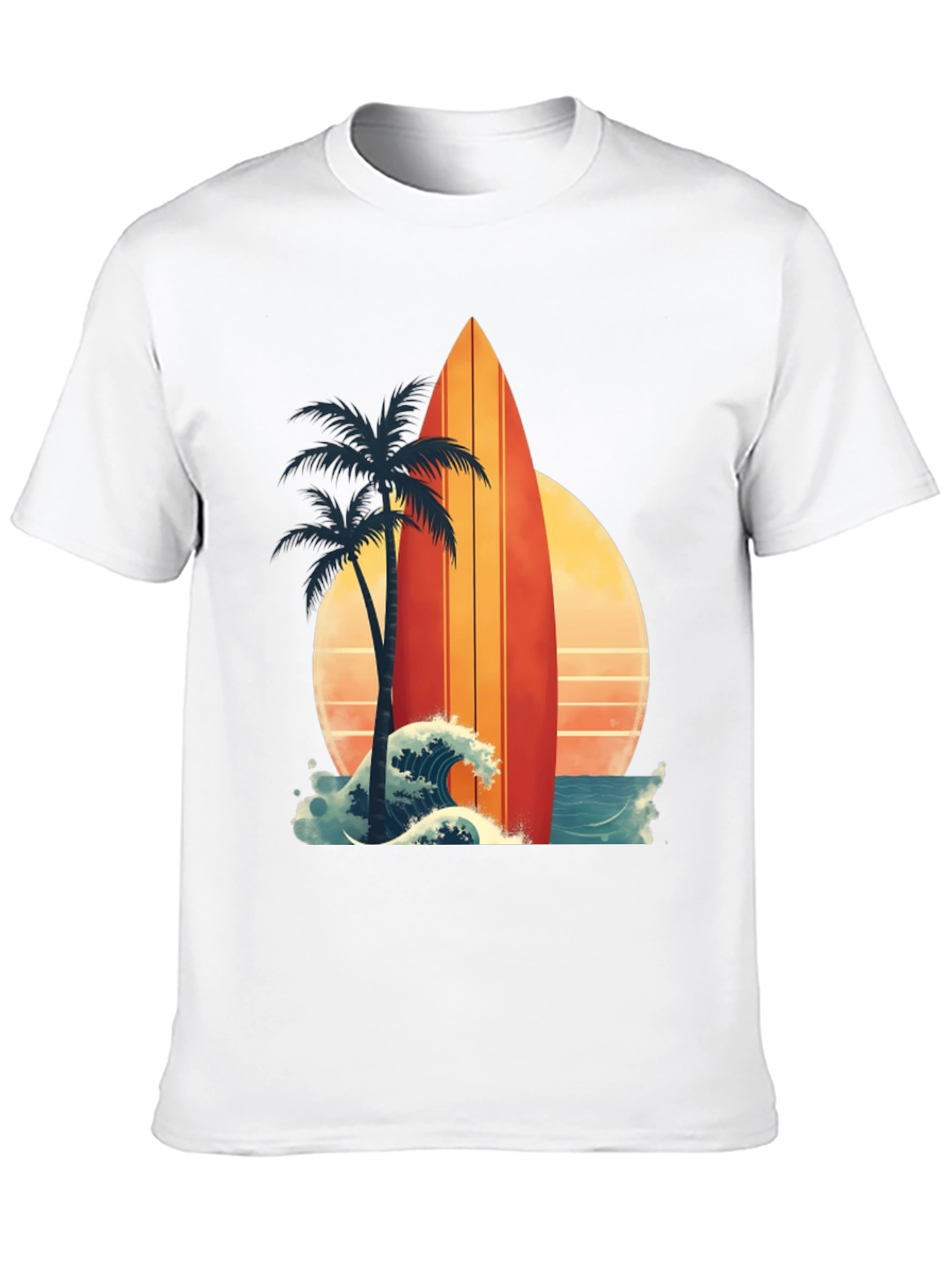 Black Retro Surfboard Palm Tee - Beach Vibes view 10