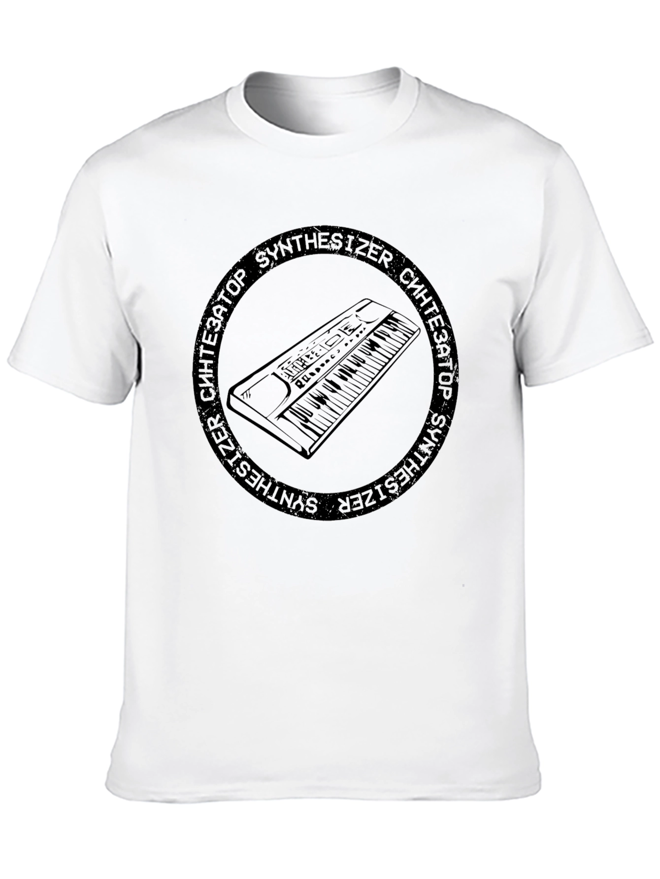 Black Synthesizer Graphic Black T-Shirt view 10
