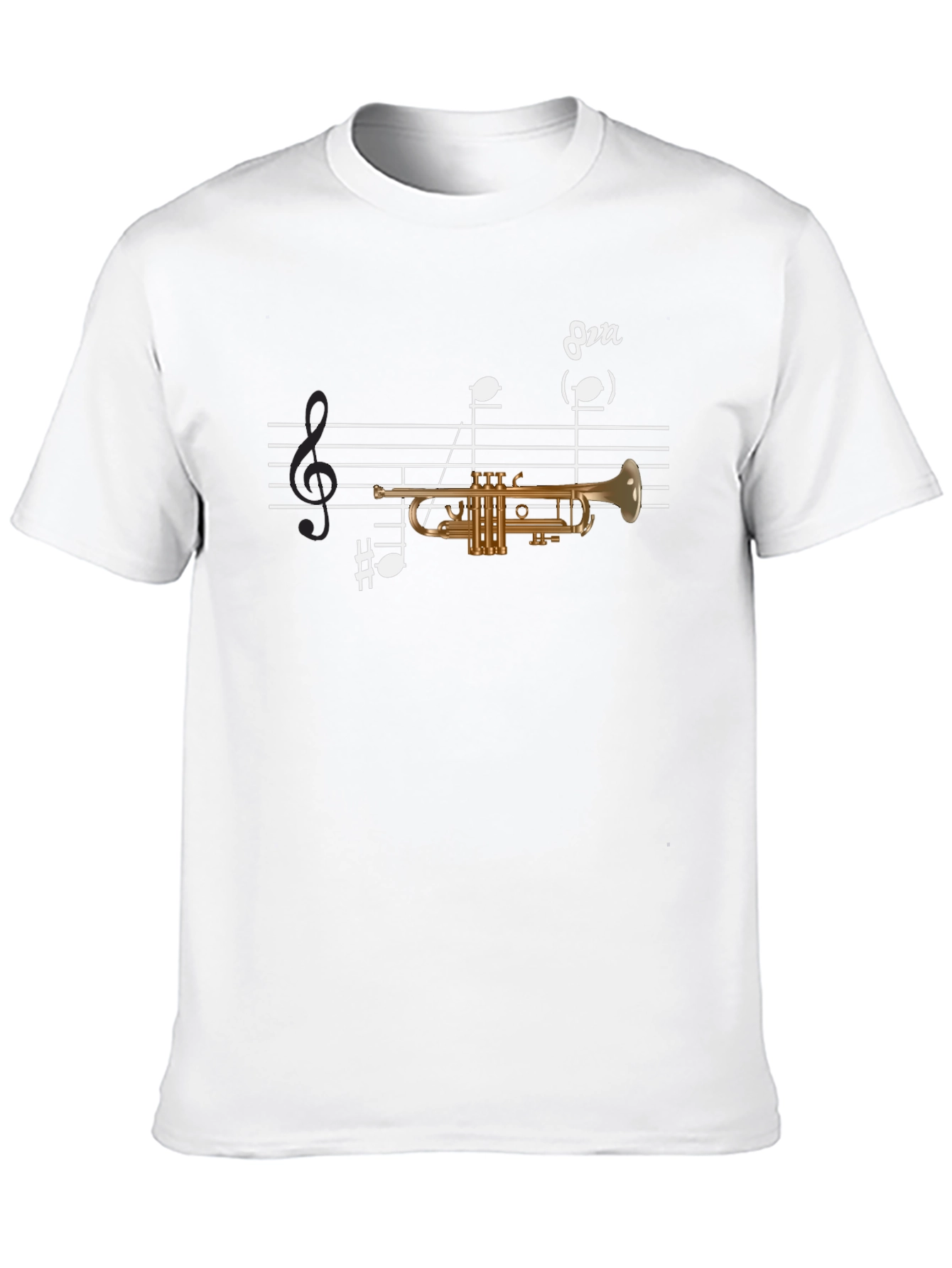 Black Trumpet Music Tee - Musician's Graphic T-Shirt view 10