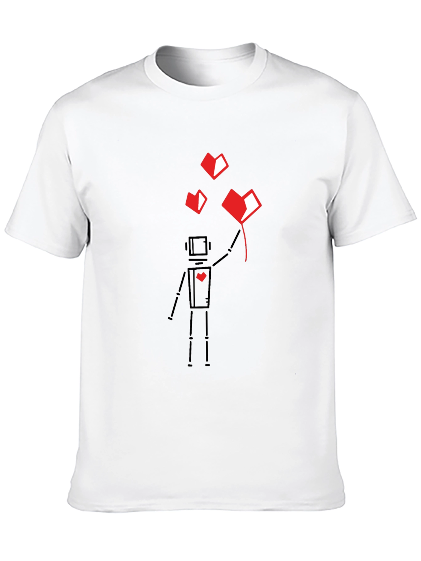 Black Geometric Heart Robot Black T-Shirt view 10