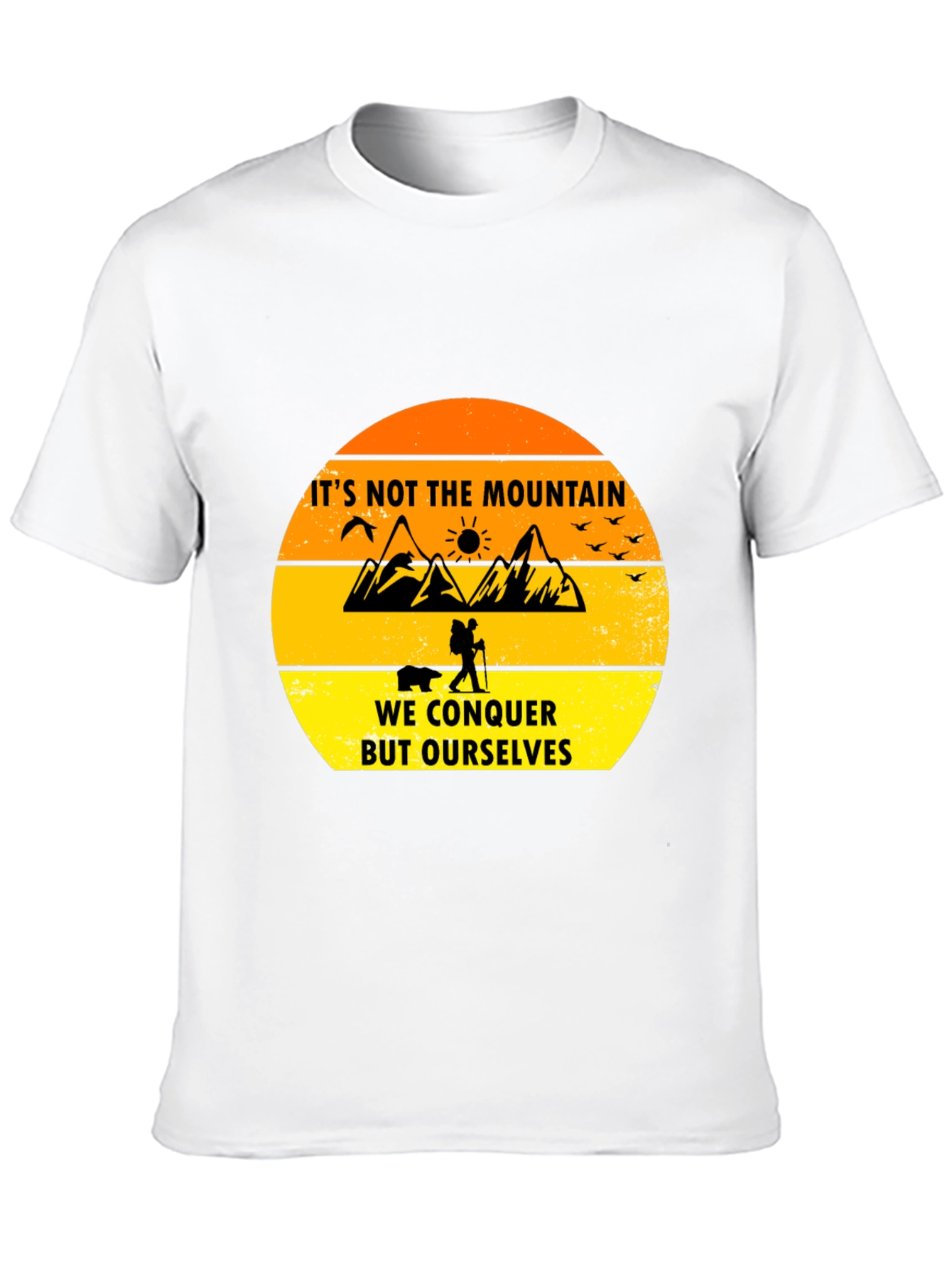 Black Motivational Hiking T-Shirt - Conquer Yourself view 10