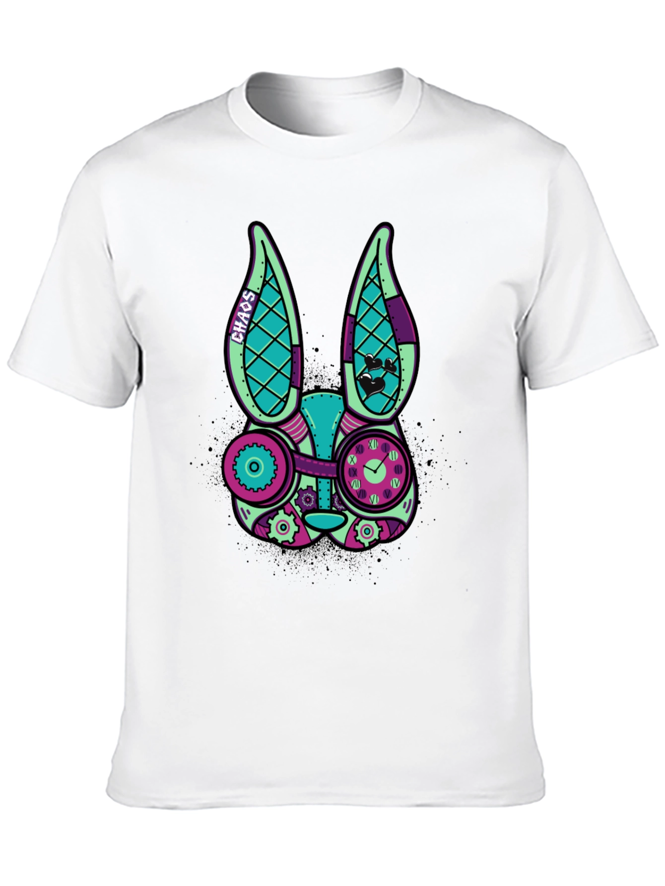 Black Steampunk Rabbit Graphic T-Shirt view 10