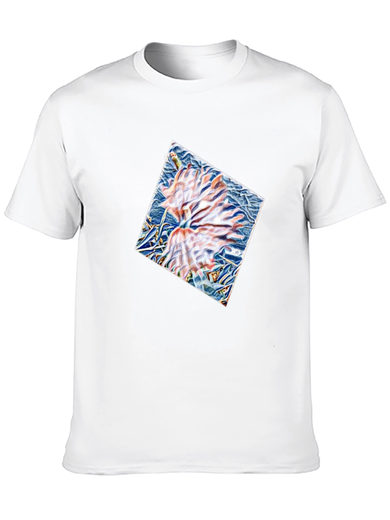 Black Abstract Floral Print Black T-Shirt view 10