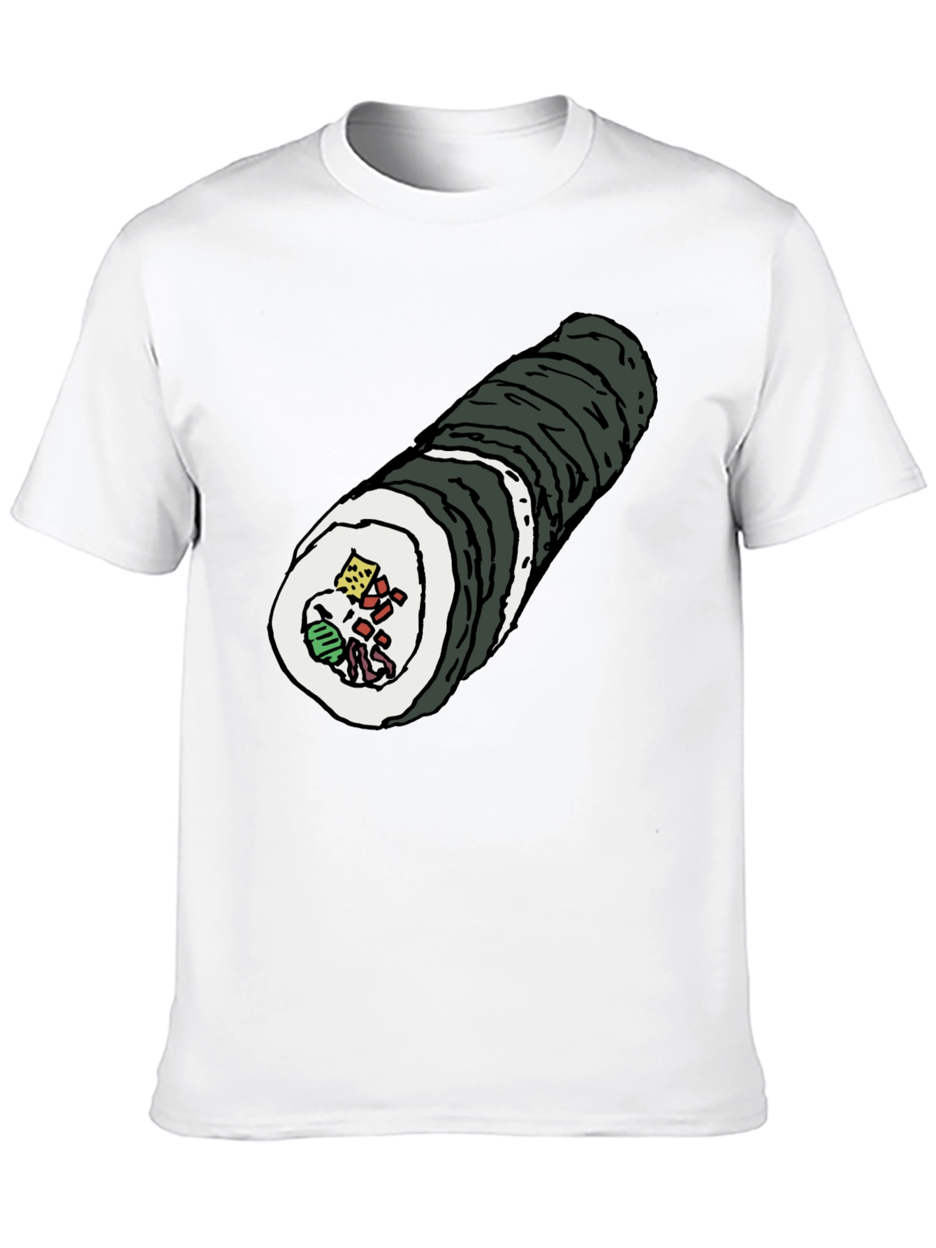 Black Sushi Roll Graphic Tee - Black Cotton T-Shirt view 10