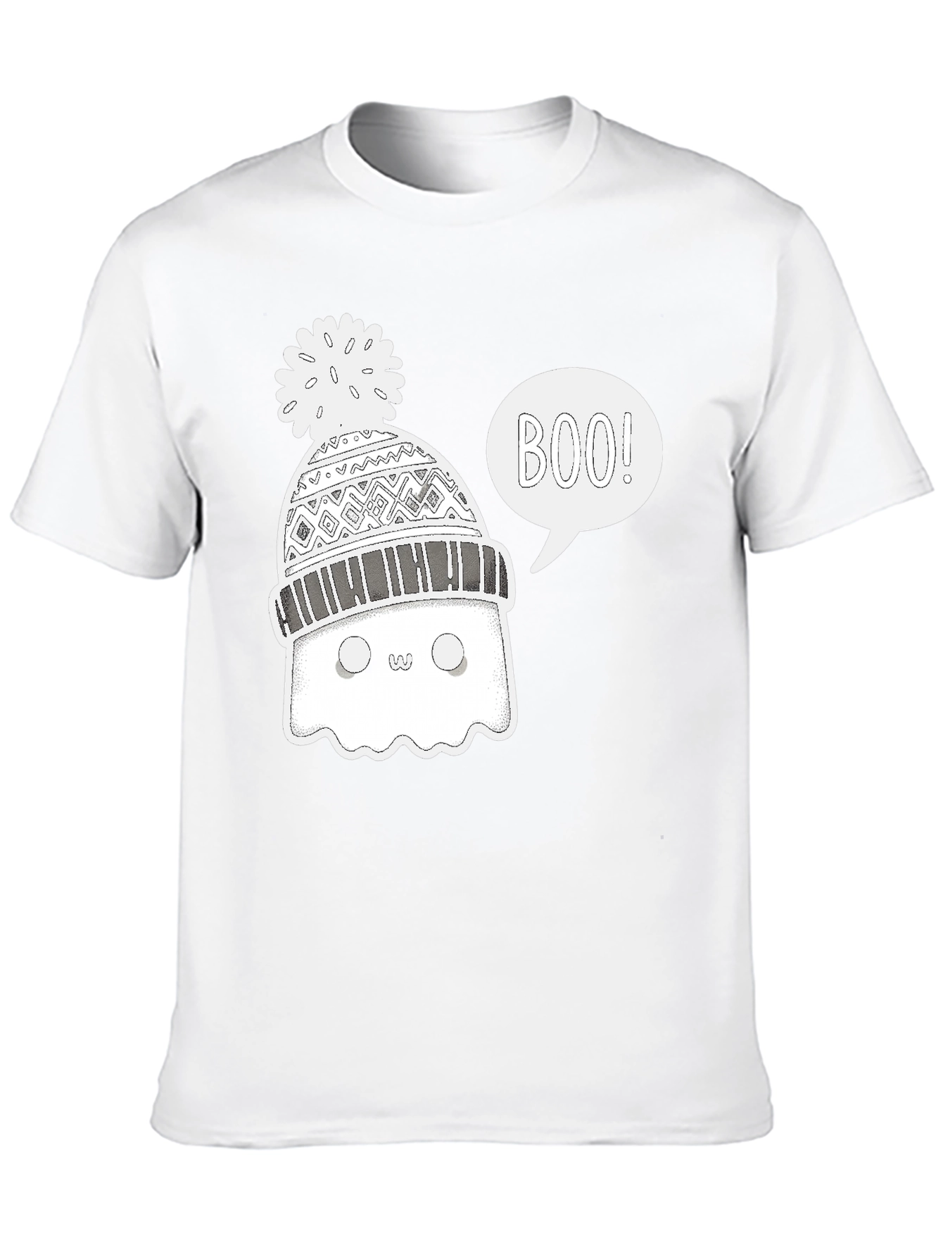 Black Boo Ghost Winter Hat T-Shirt view 10
