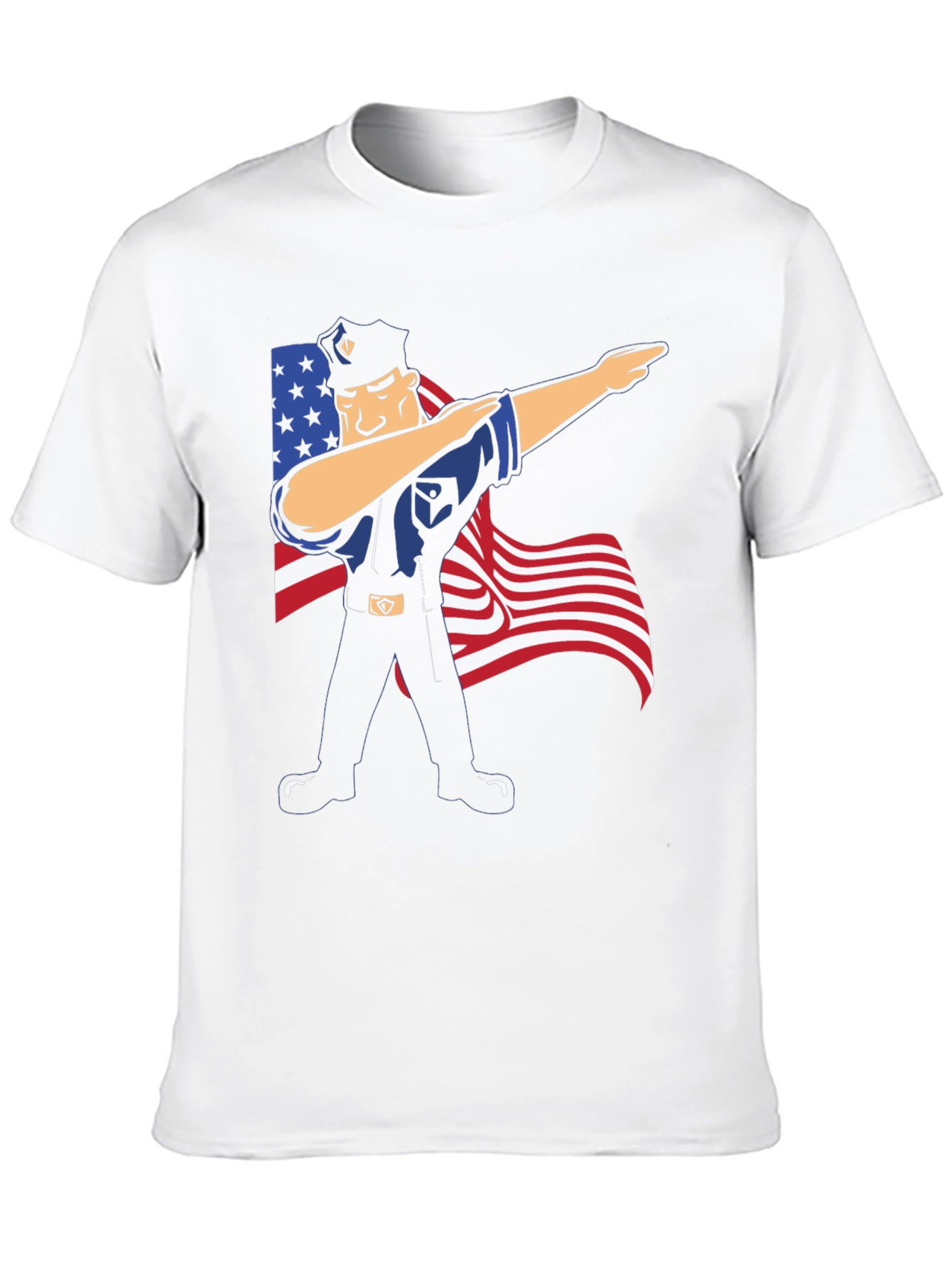 Black Police Officer Dabbing USA Flag Patriotic T-Shirt view 10