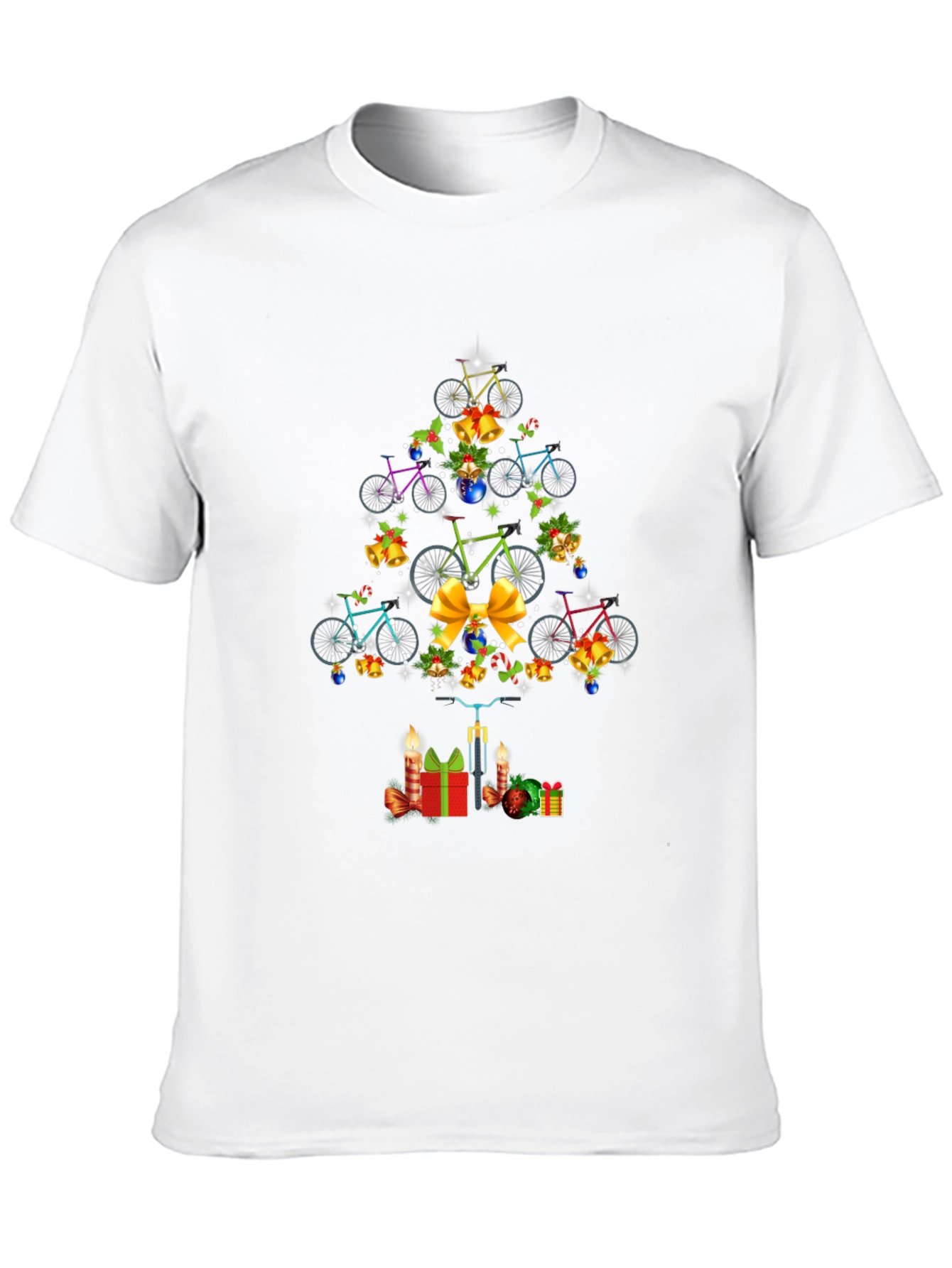 Black Christmas Bicycle Tree T-Shirt view 10