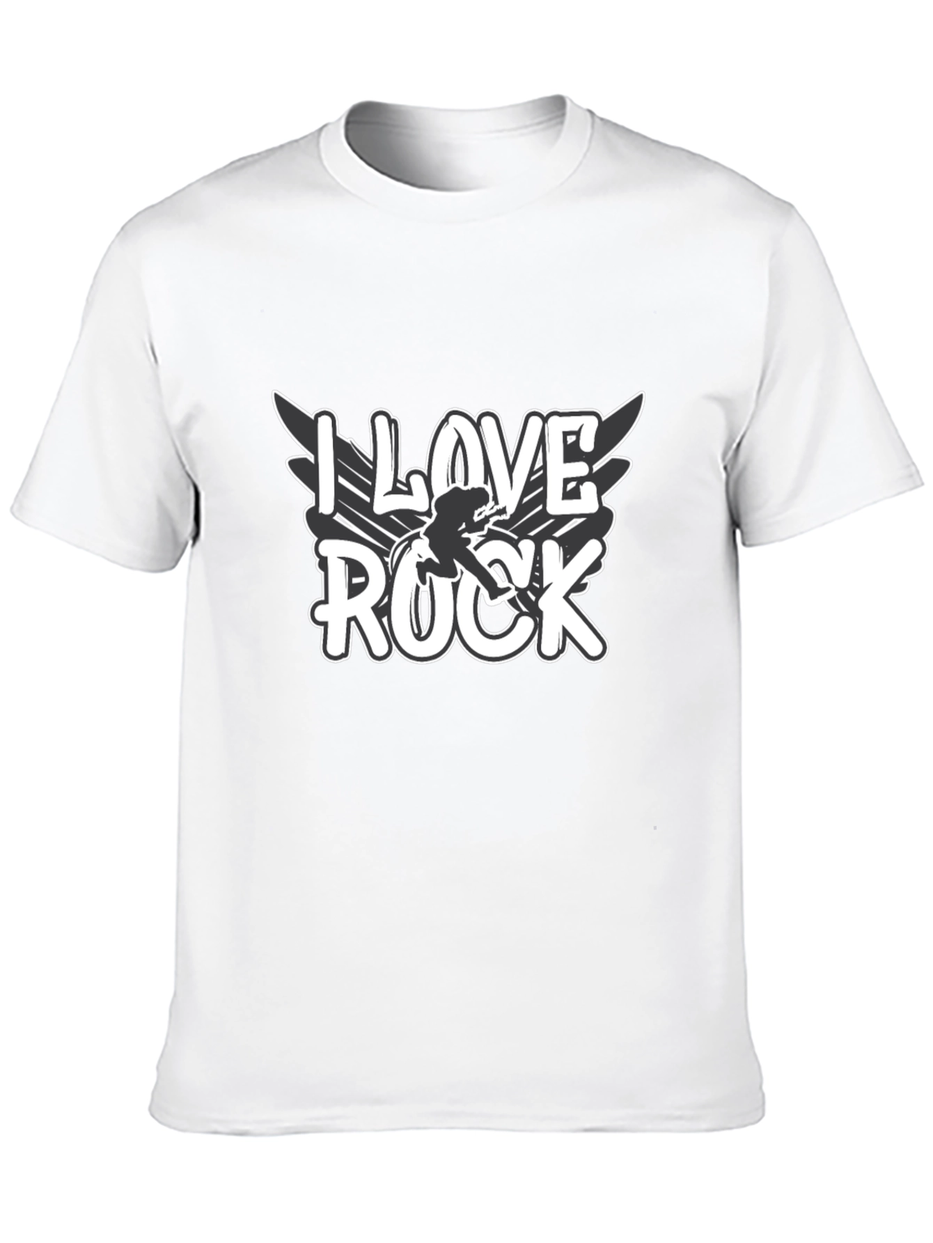 Black I Love Rock Graphic Tee - Black Cotton Blend view 10