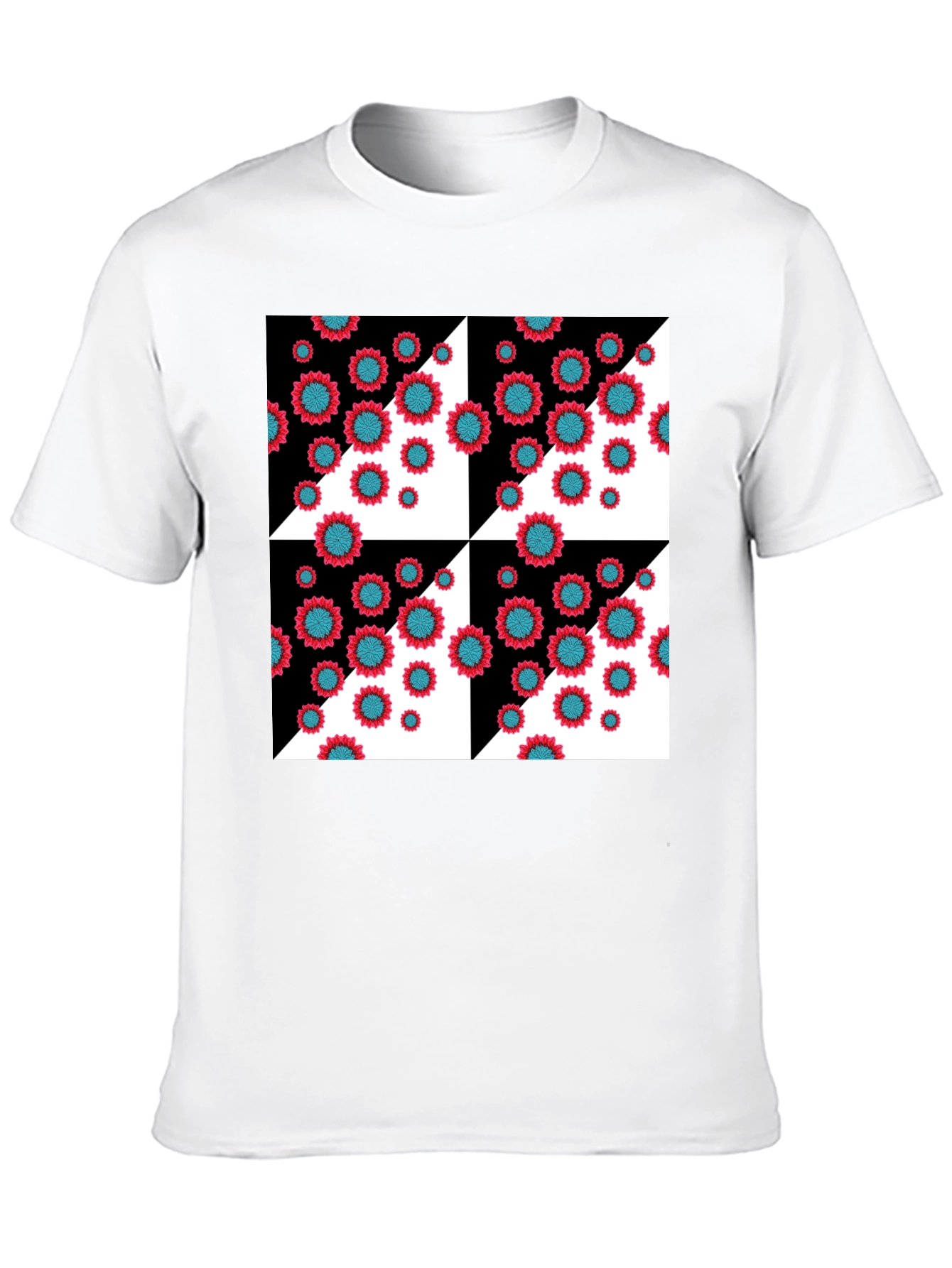 Black Floral Pattern Black T-Shirt view 10