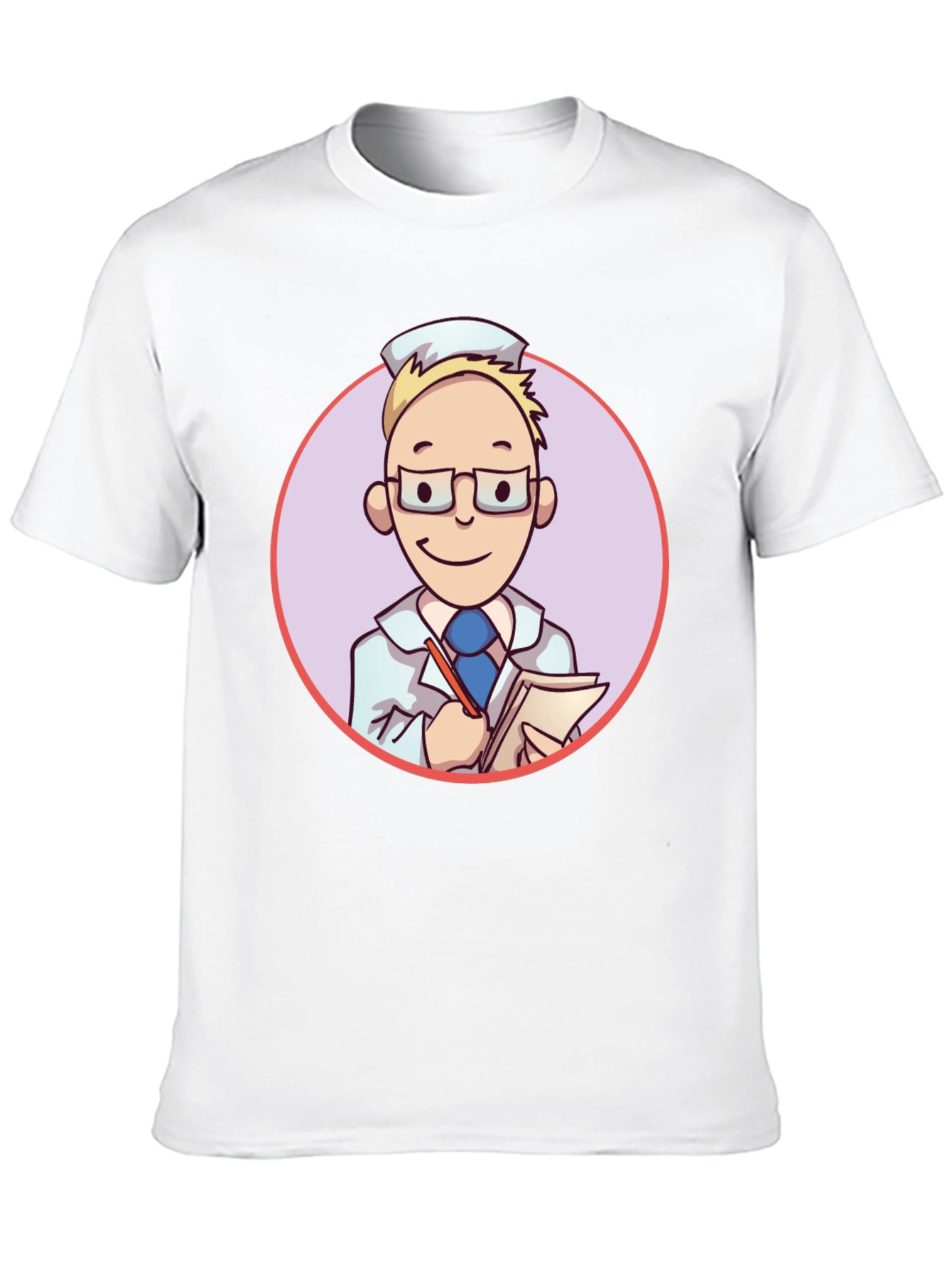 Black Cartoon Doctor Graphic Tee - Unisex Black T-Shirt view 10