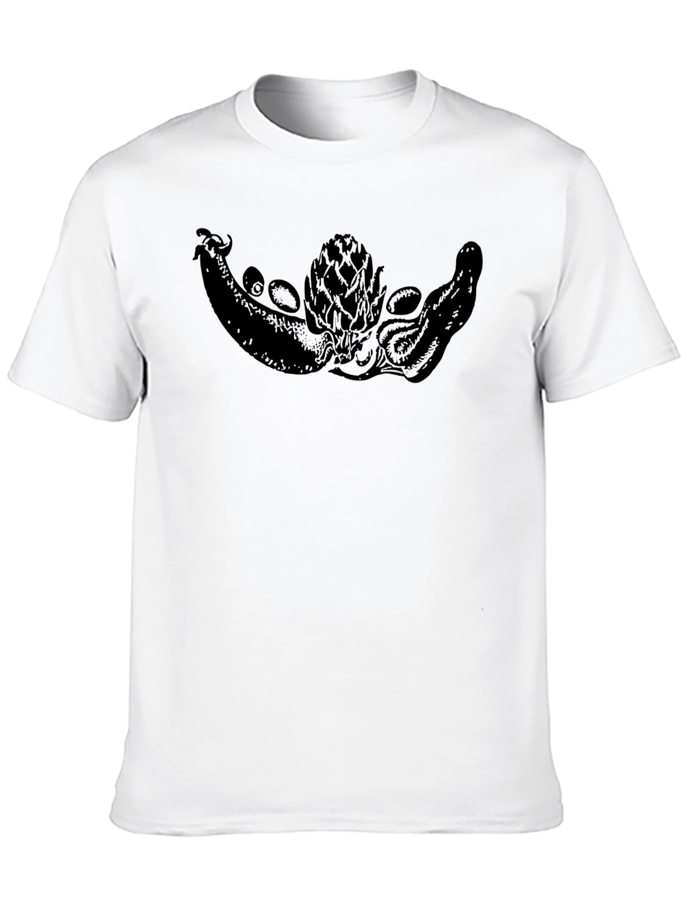 Black Black T-Shirt with Vegetable Octopus Graphic view 10