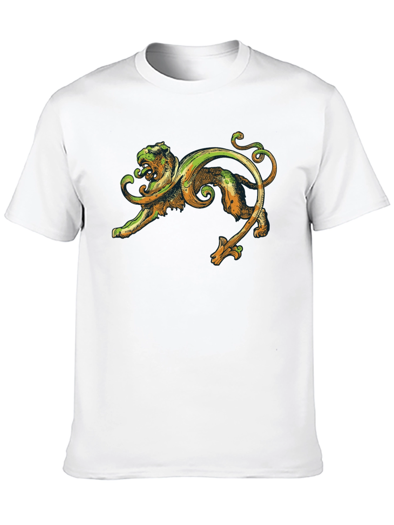 Black Ornate Lion Graphic Black T-Shirt view 10