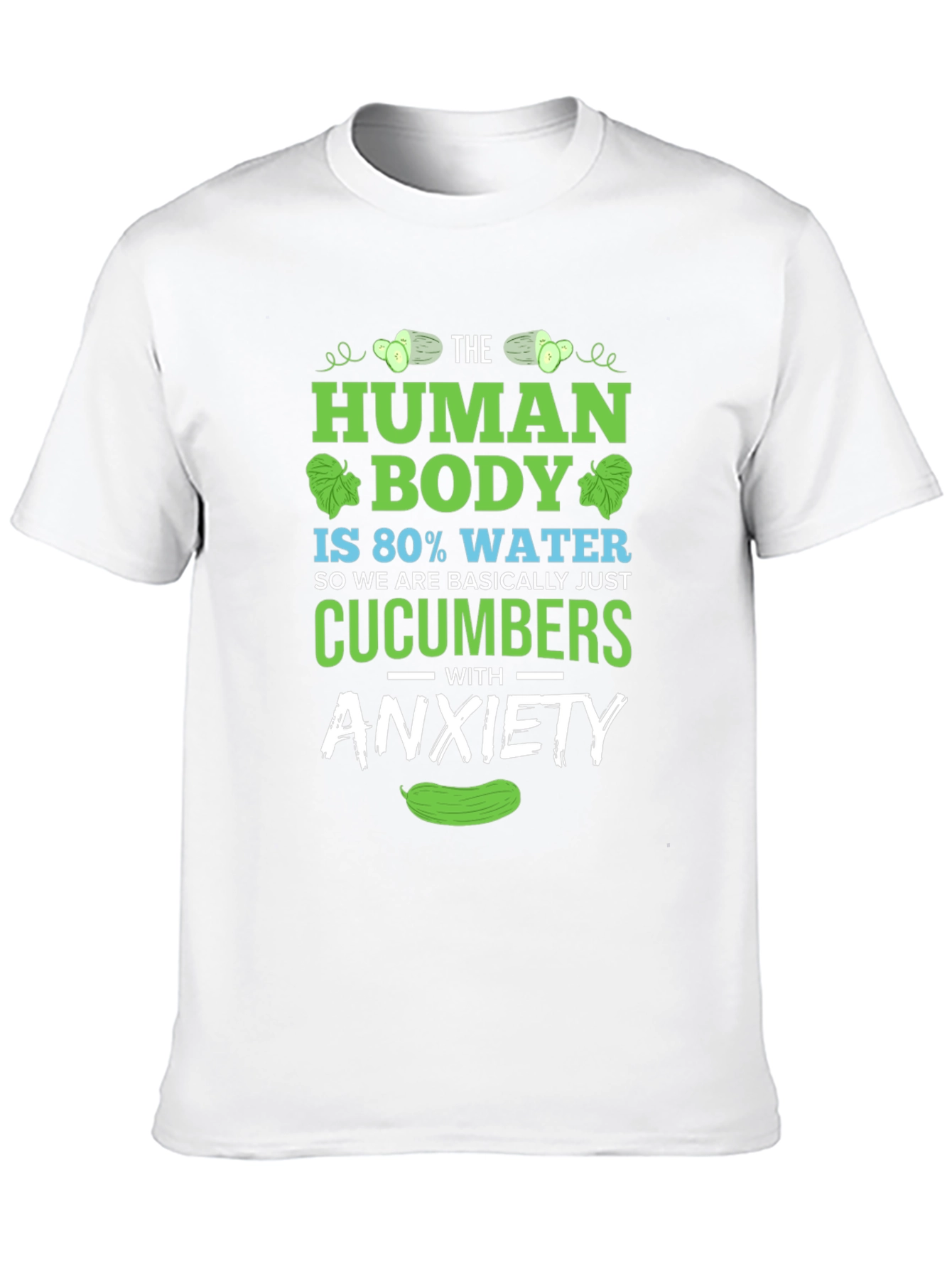 Black Human Body Cucumber Anxiety Funny T-Shirt view 10
