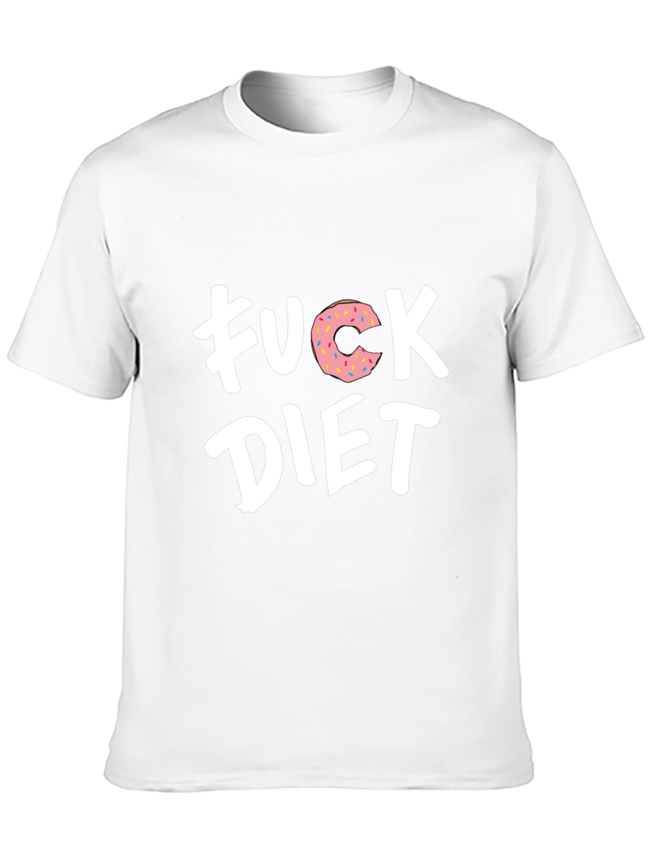 Black Funny "F*ck Diet" Donut Graphic T-Shirt view 10