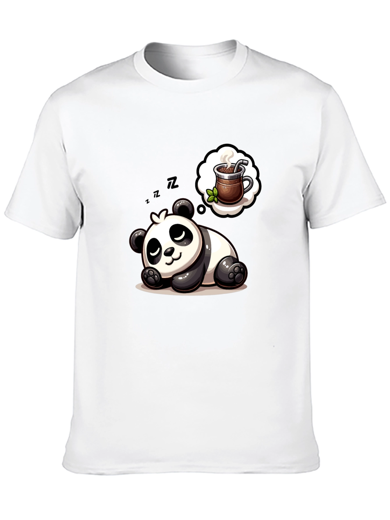Black Dreamy Panda Coffee T-Shirt - Relaxed & Cute view 10