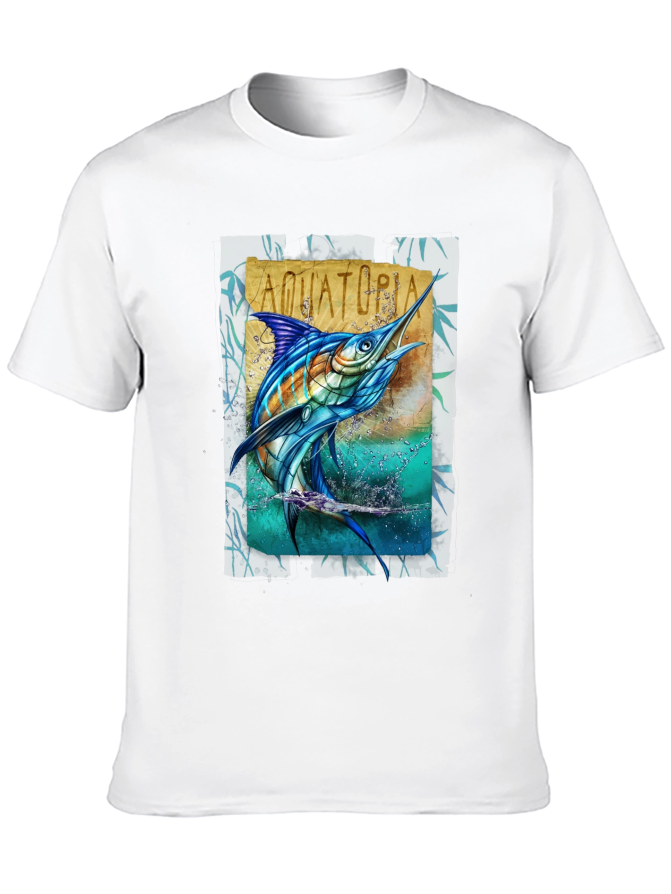 Aquatoria Marlin Fish Graphic Tee - Black Cotton T-Shirt - 10