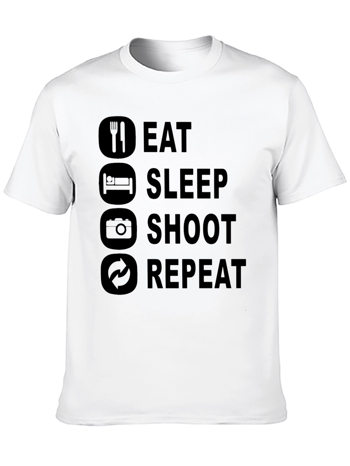Black Eat Sleep Shoot Repeat Black Graphic Tee view 10