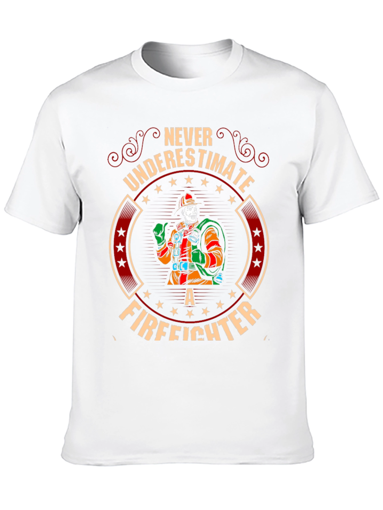 Black Never Underestimate a Firefighter Graphic Tee view 10