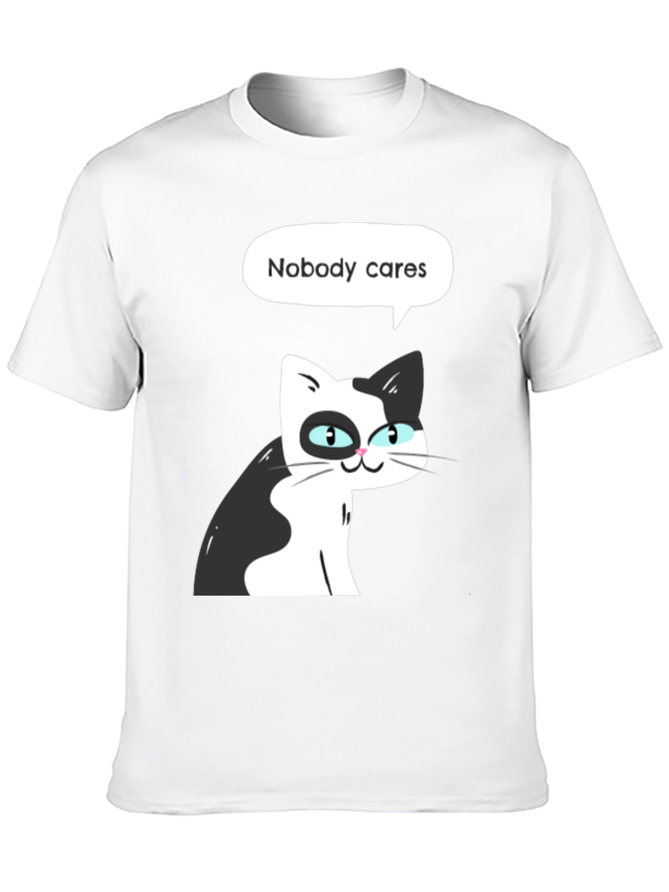 Black Nobody Cares Cat Graphic Tee - Black view 10