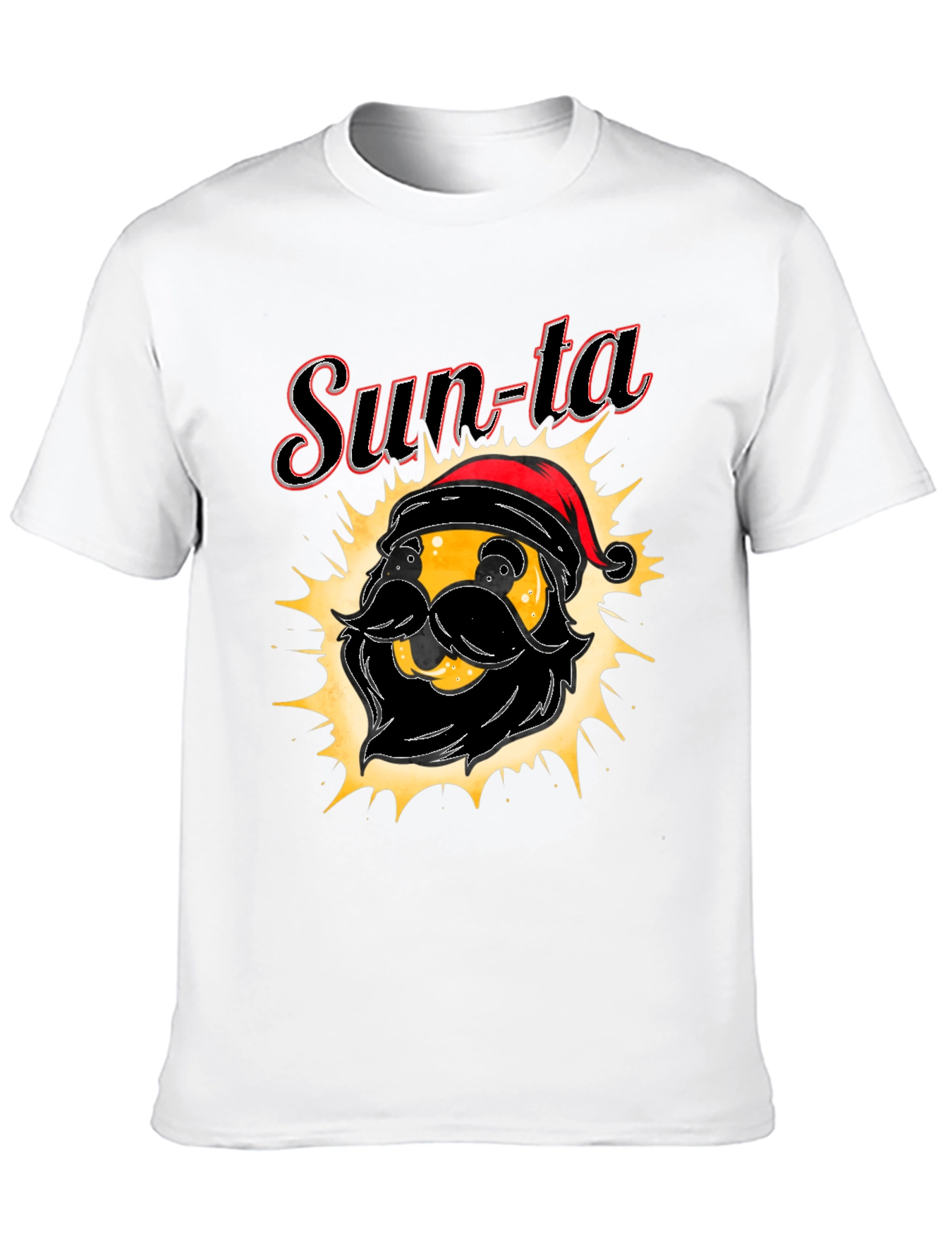 Black Sun-ta Graphic Tee - Santa Claus Emoji T-Shirt view 10