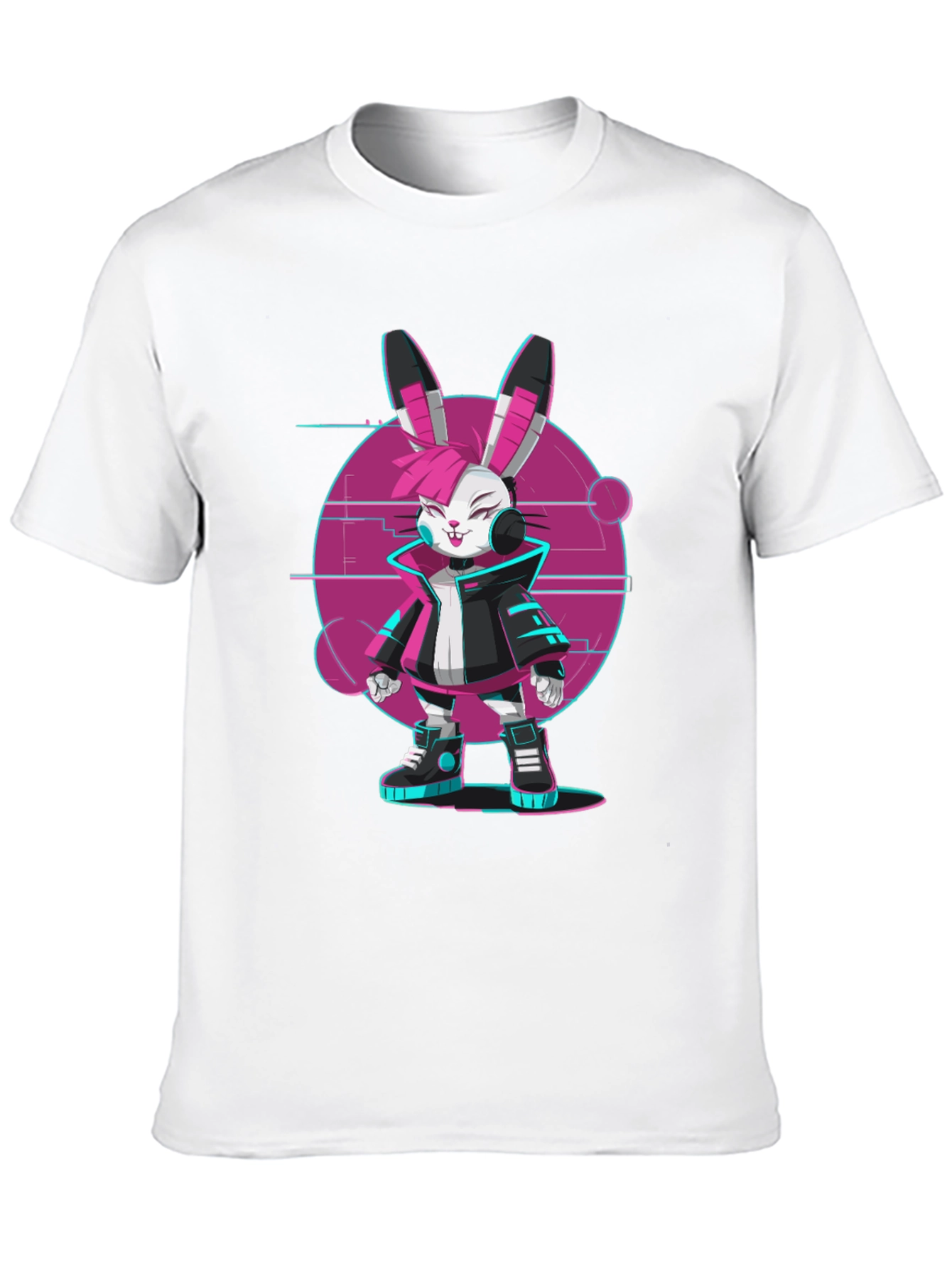 Black Cyberpunk Bunny T-Shirt - Edgy Streetwear Style view 10
