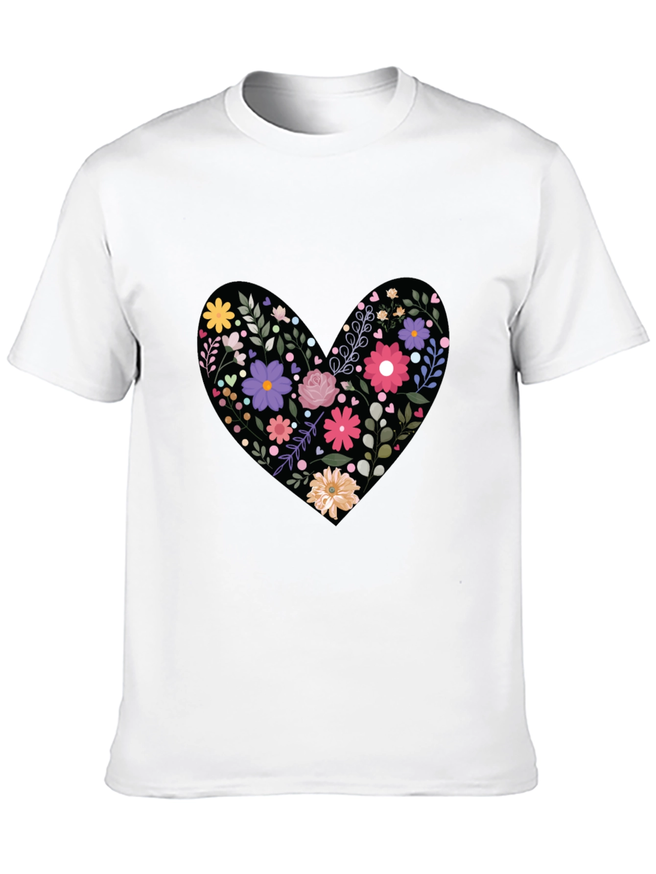 Black Floral Heart Graphic Tee - Black view 10