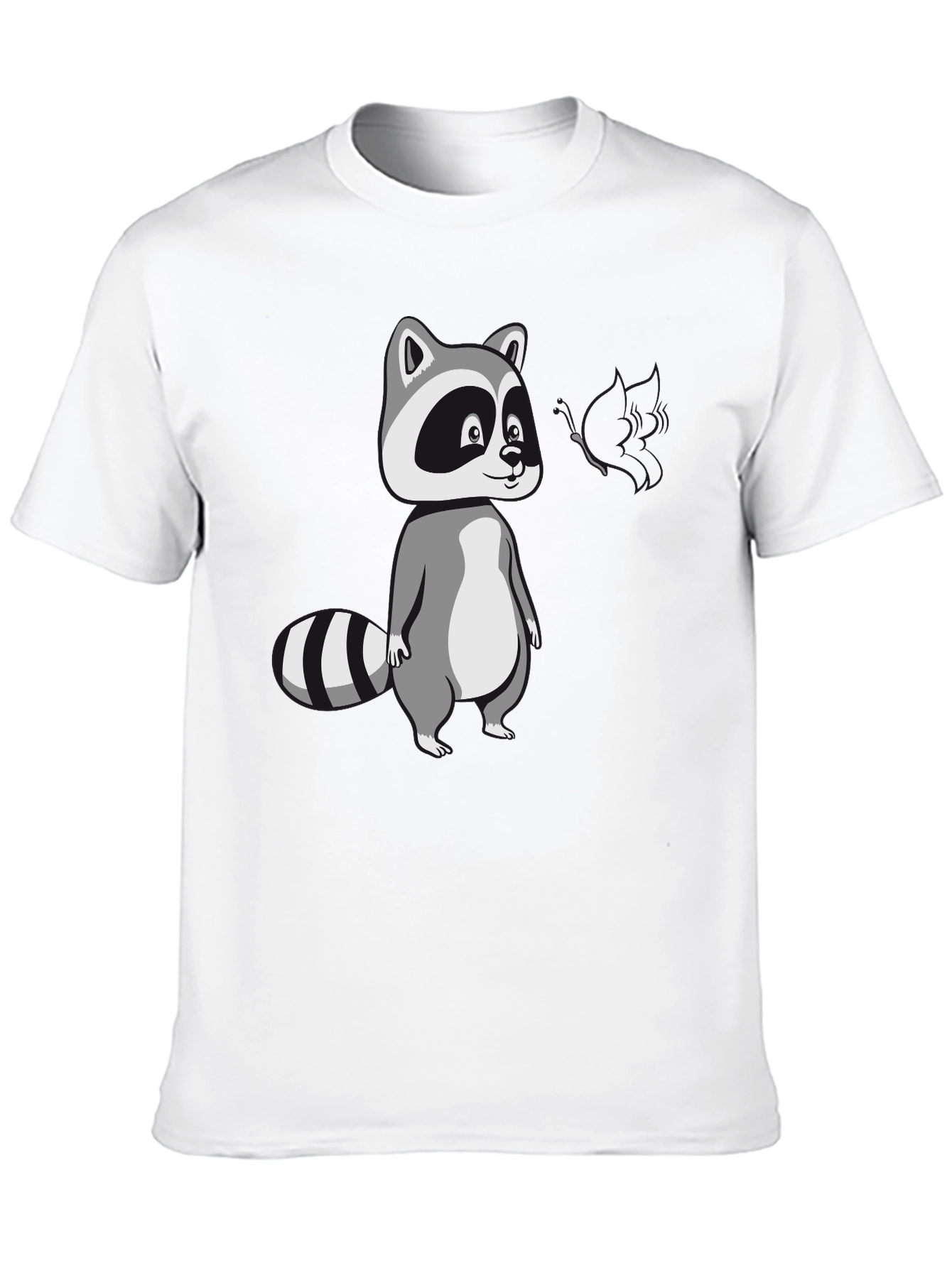 Black Cool Raccoon Graphic Tee - Black Cotton T-Shirt view 10