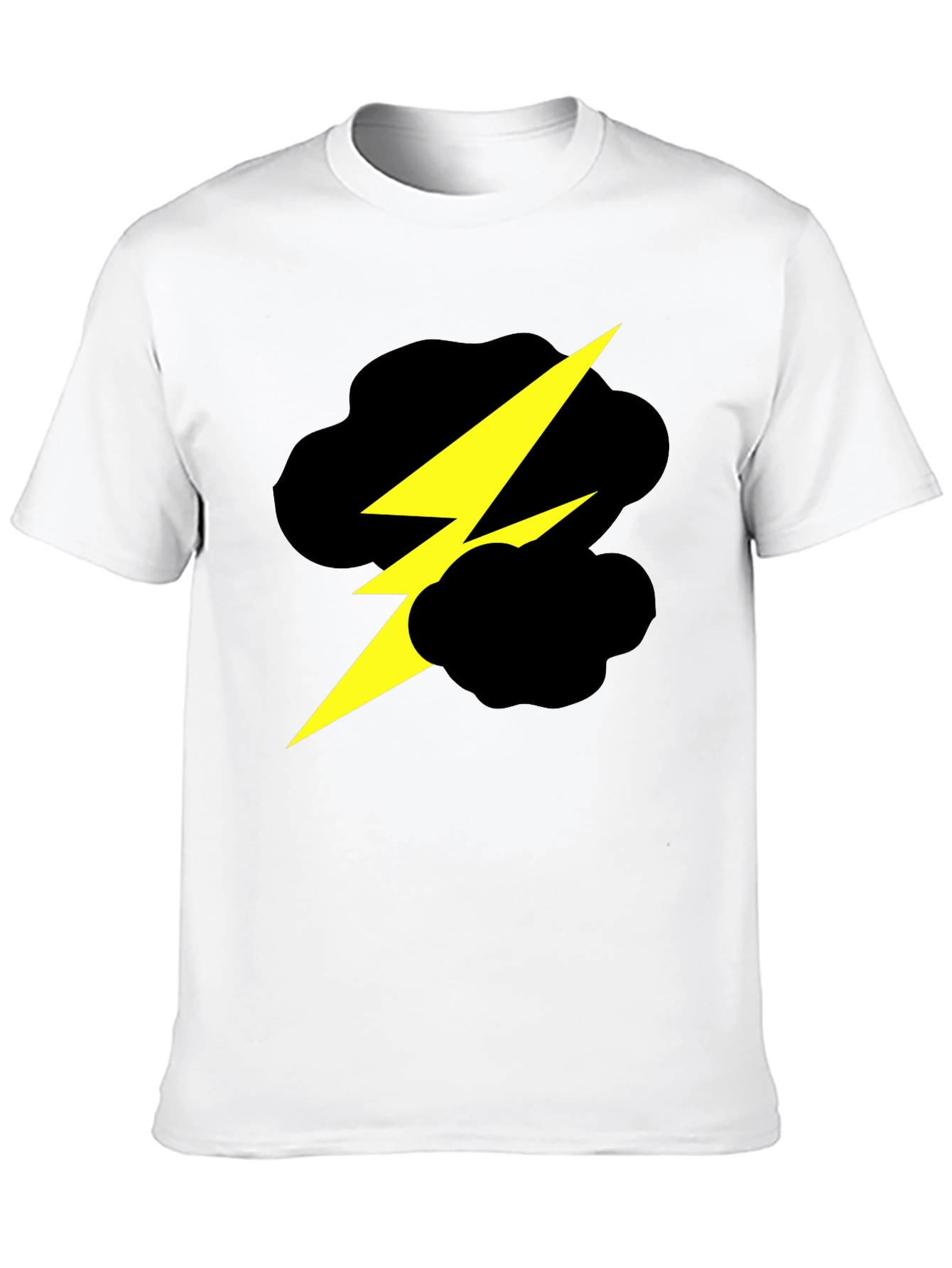 Black Lightning Bolt Cloud Graphic Black T-Shirt view 10