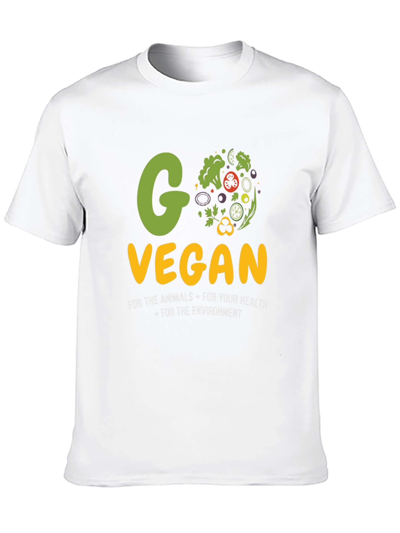 Black Go Vegan Black T-Shirt - Animals, Health, Environment! view 10