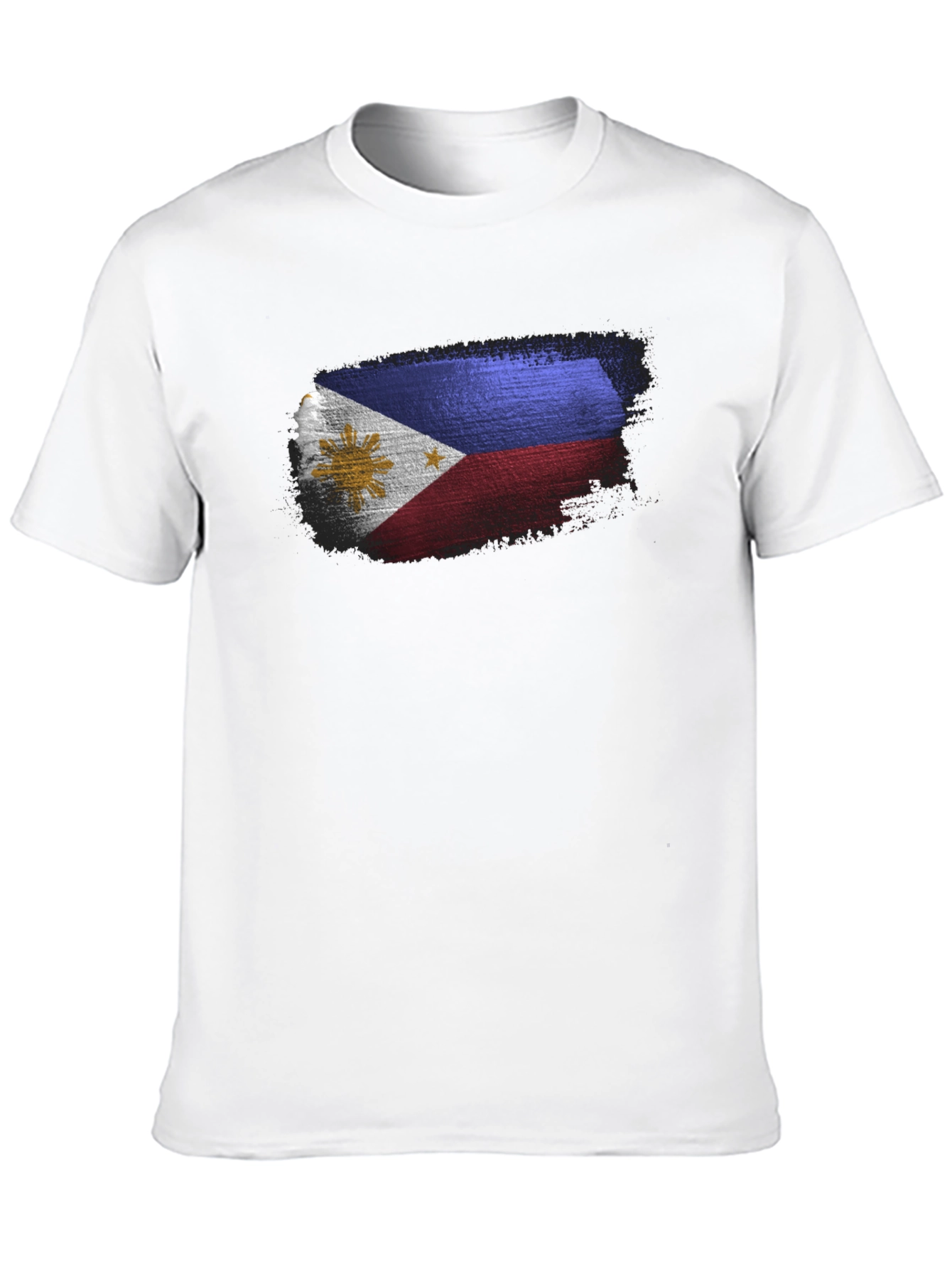 Black Men's Black T-Shirt with Filipino Flag Design view 10