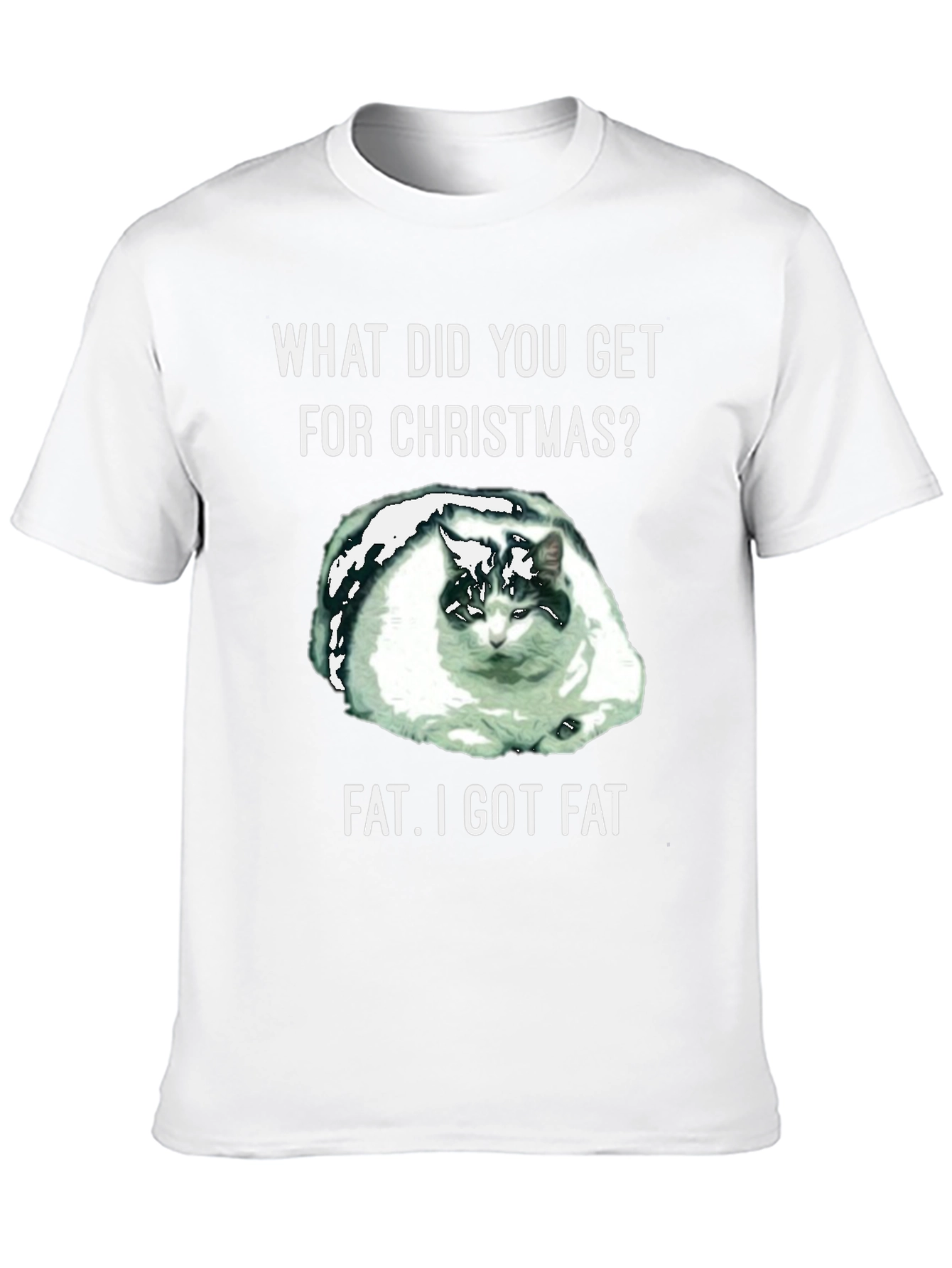 Black Funny Cat Christmas Fat T-Shirt view 10