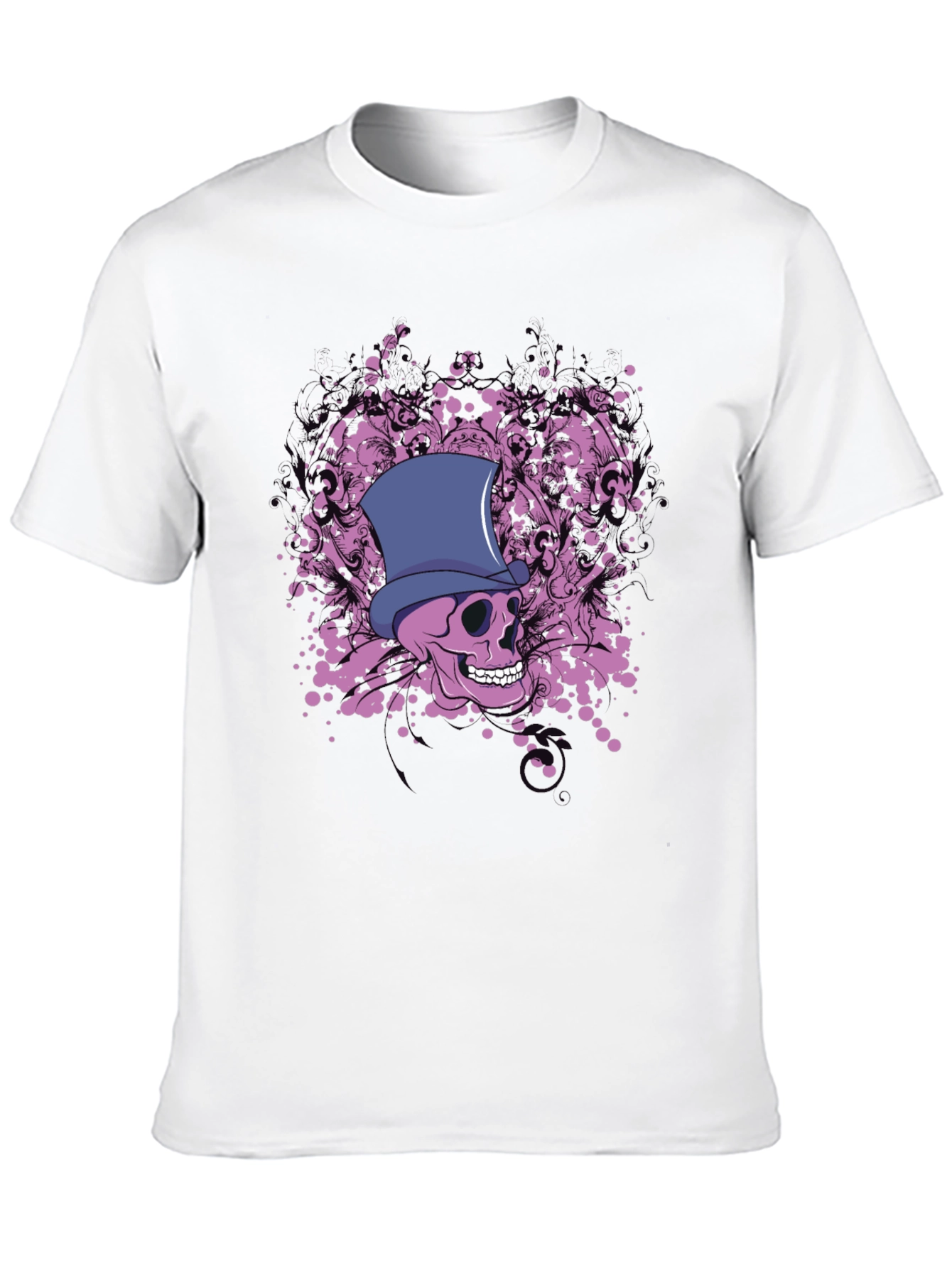 Black Skull & Top Hat Graphic Black T-Shirt view 10