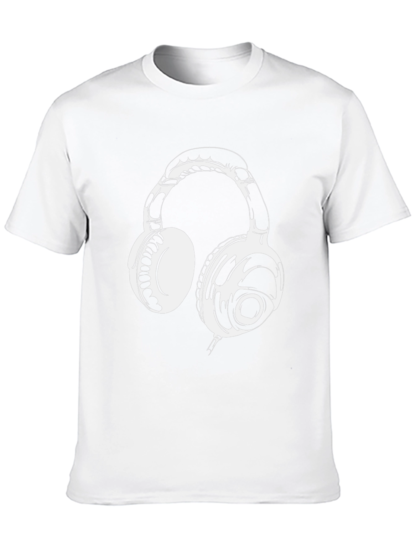 Black Black T-Shirt with White Headphones Graphic view 10