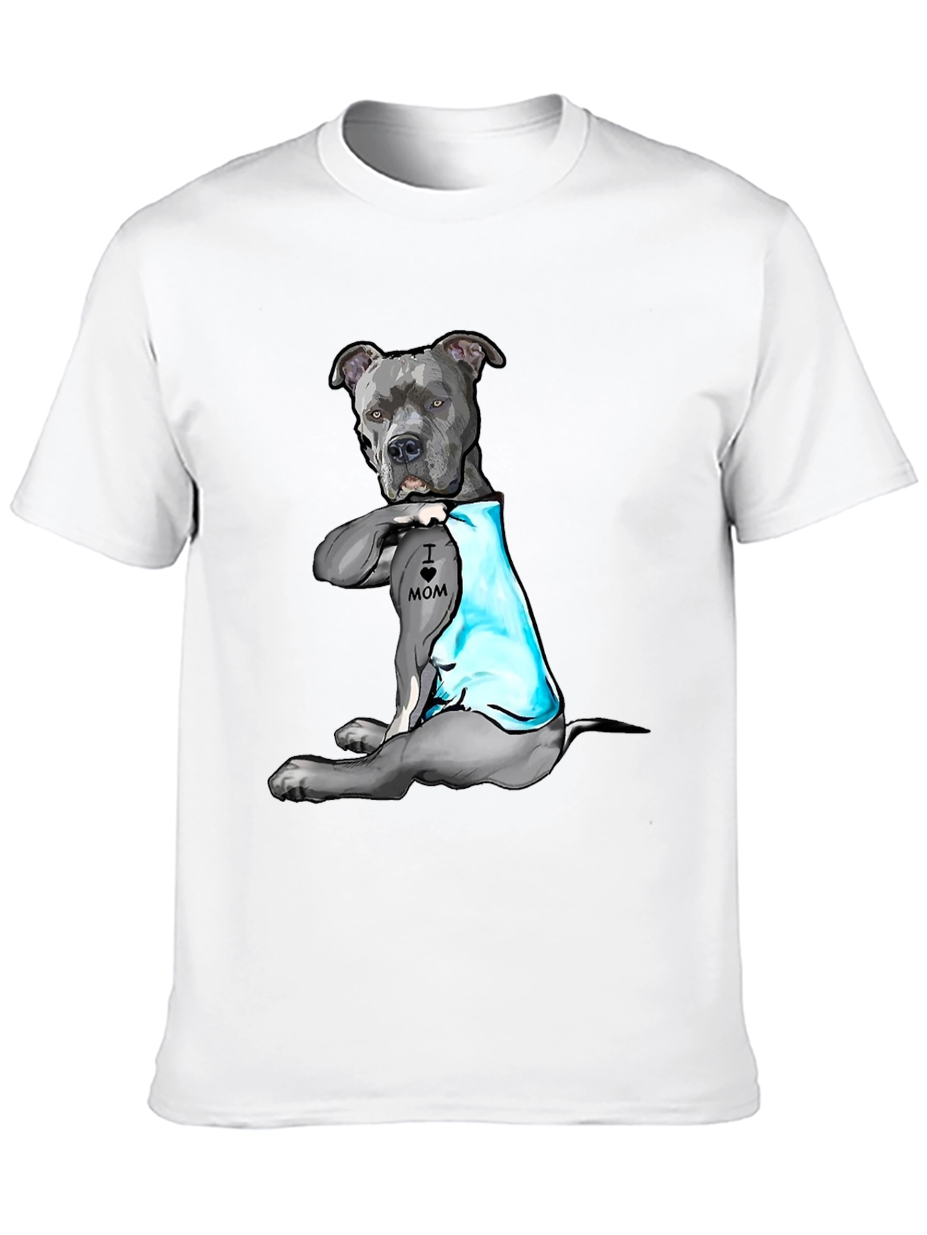 Black Dog Lover T-Shirt: 'I Heart Mom' Pitbull Design view 10