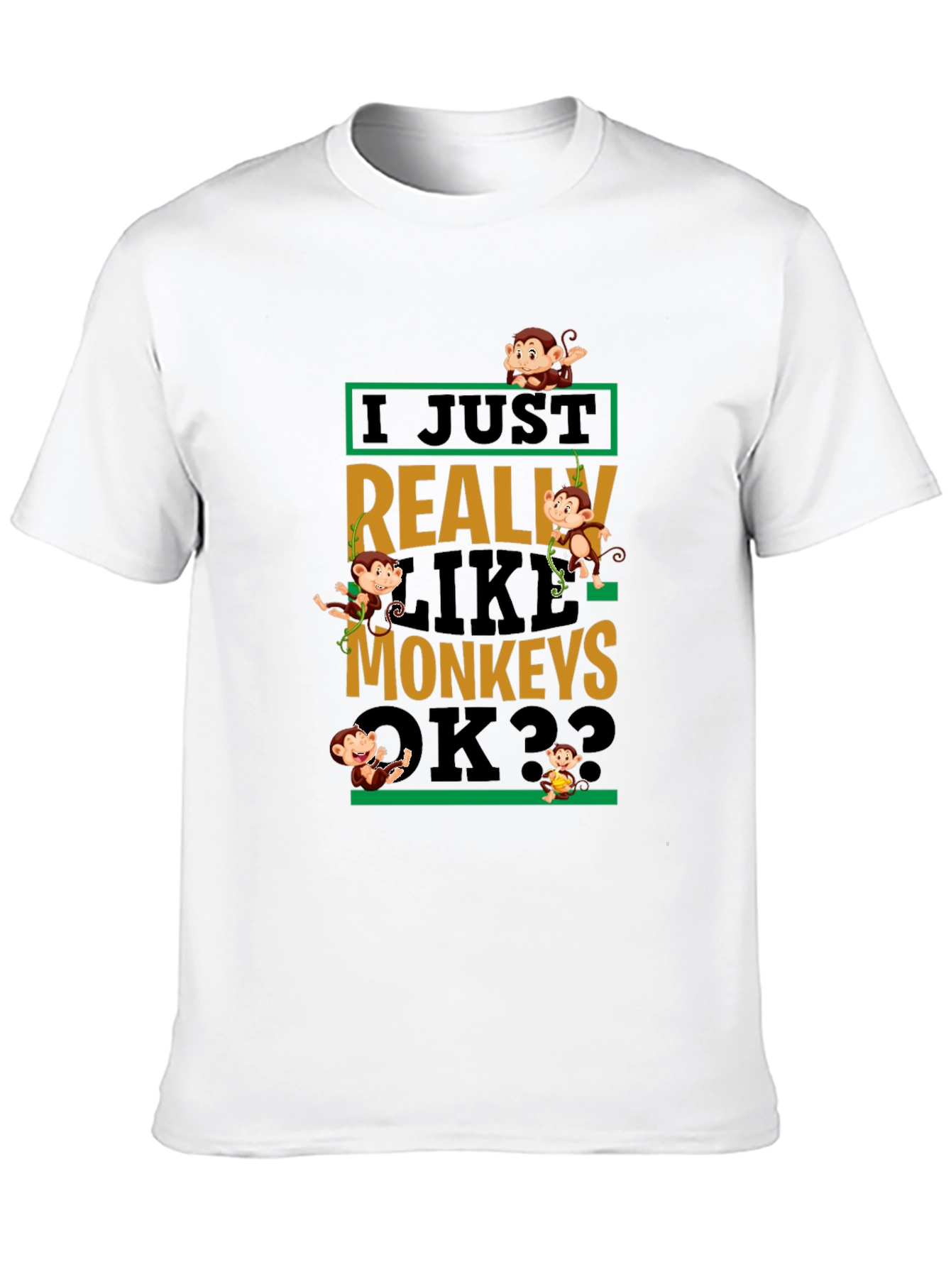 Black Monkey Graphic T-Shirt - I Just Really Like Monkeys OK?? view 10