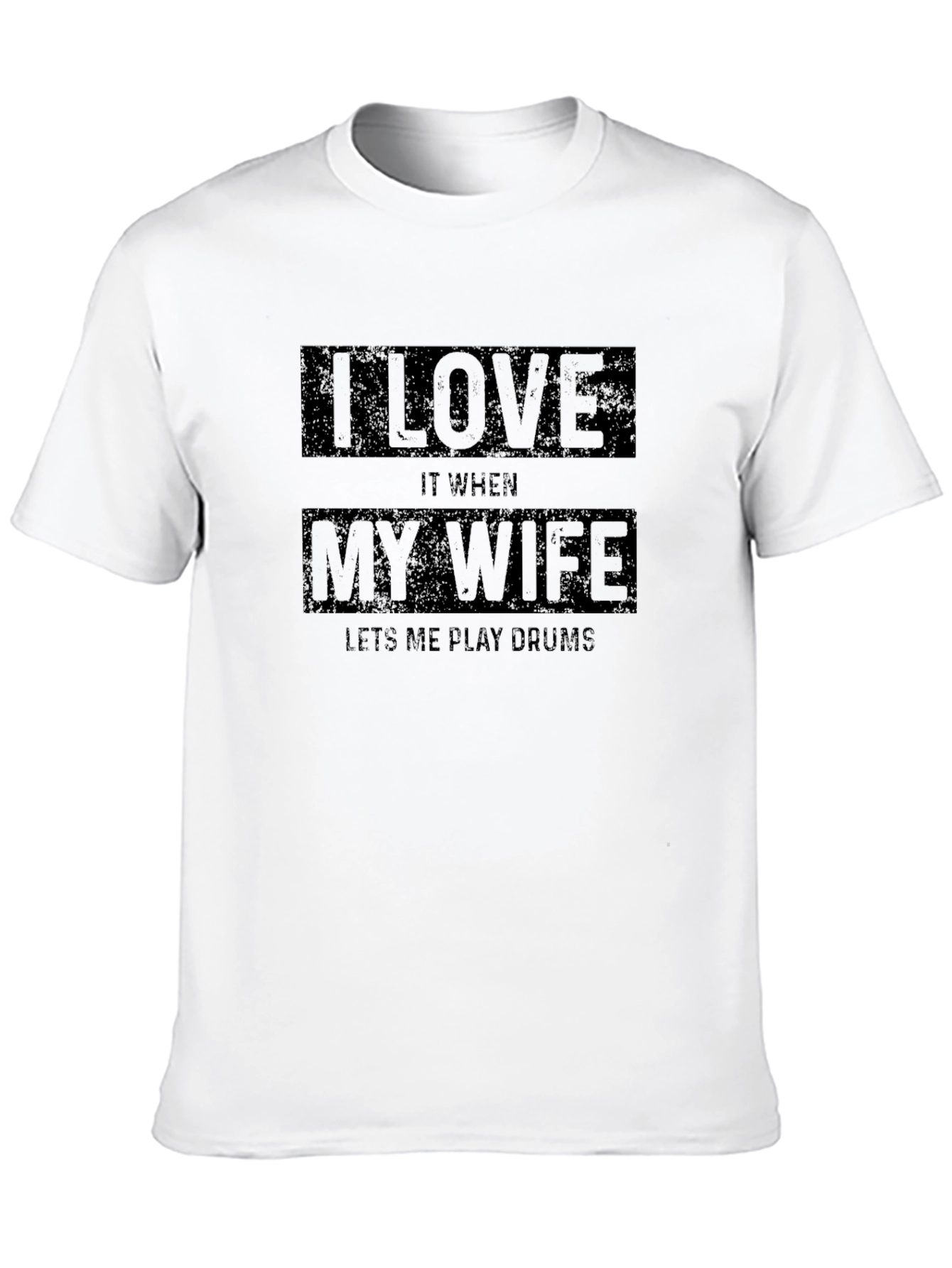 Black Funny Drummer T-Shirt - I Love My Wife - Black Cotton Tee view 10