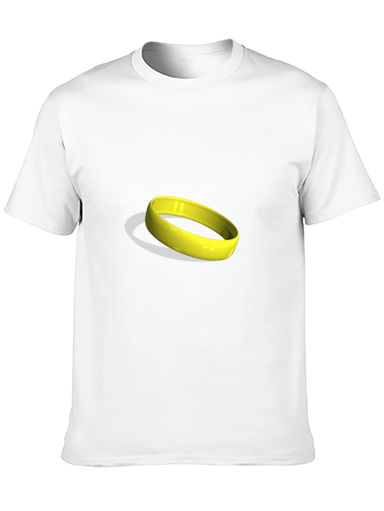 Black Men's Black T-Shirt with Yellow Ring Graphic view 10