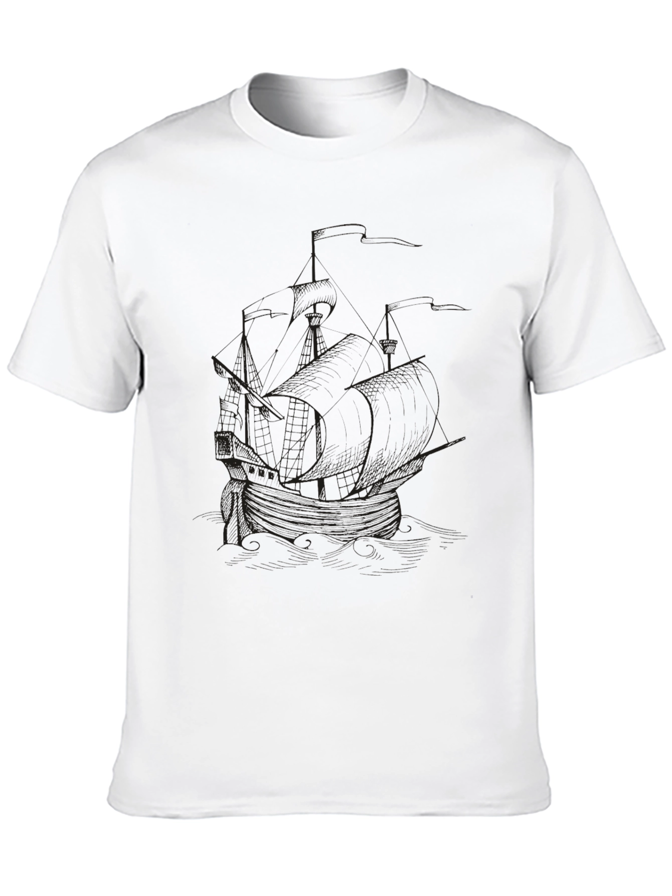 Black Men's Black Graphic Tee - Ship Design view 10