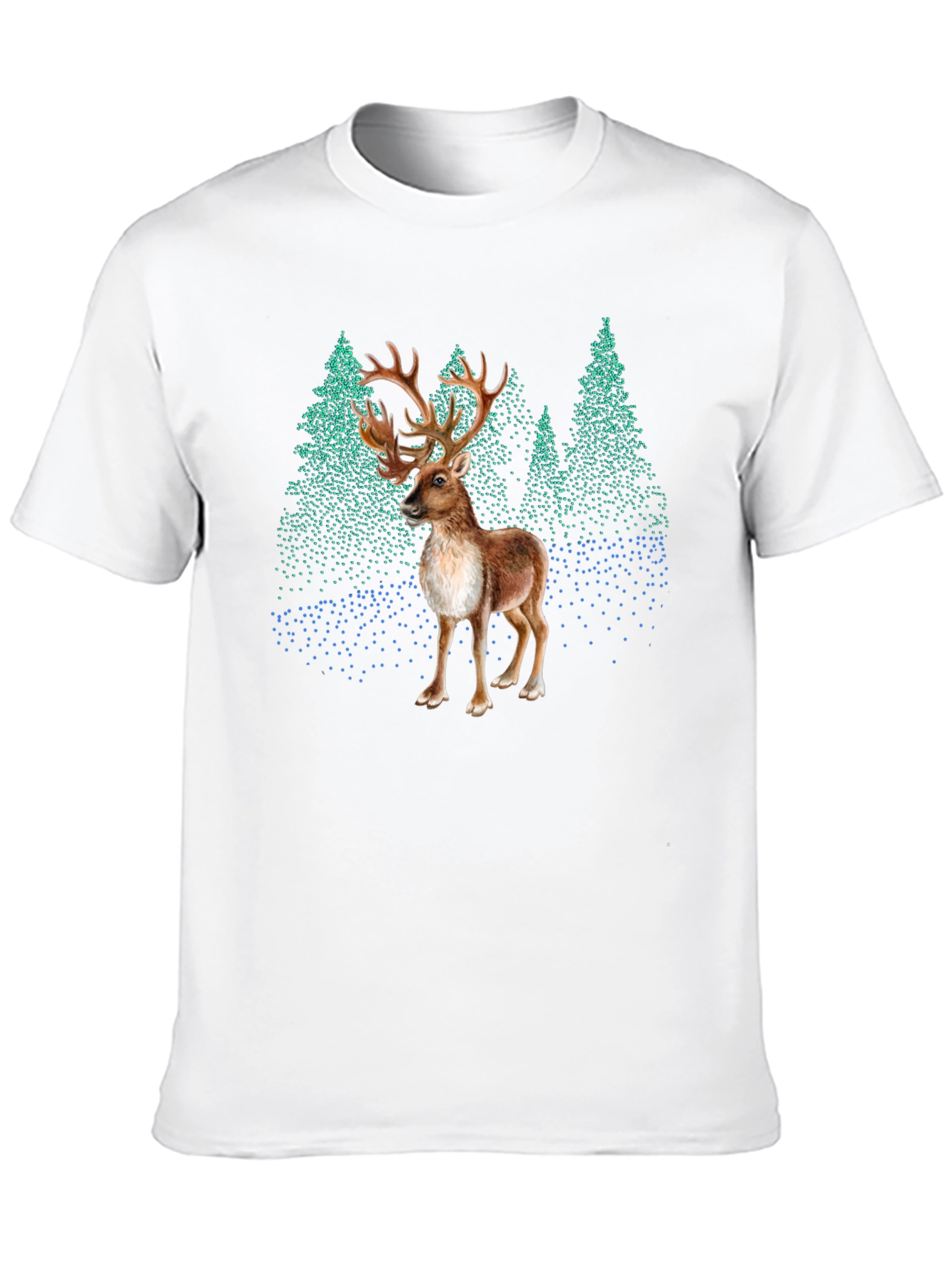 Black Reindeer Forest Graphic Tee - Stylish Nature Print view 10