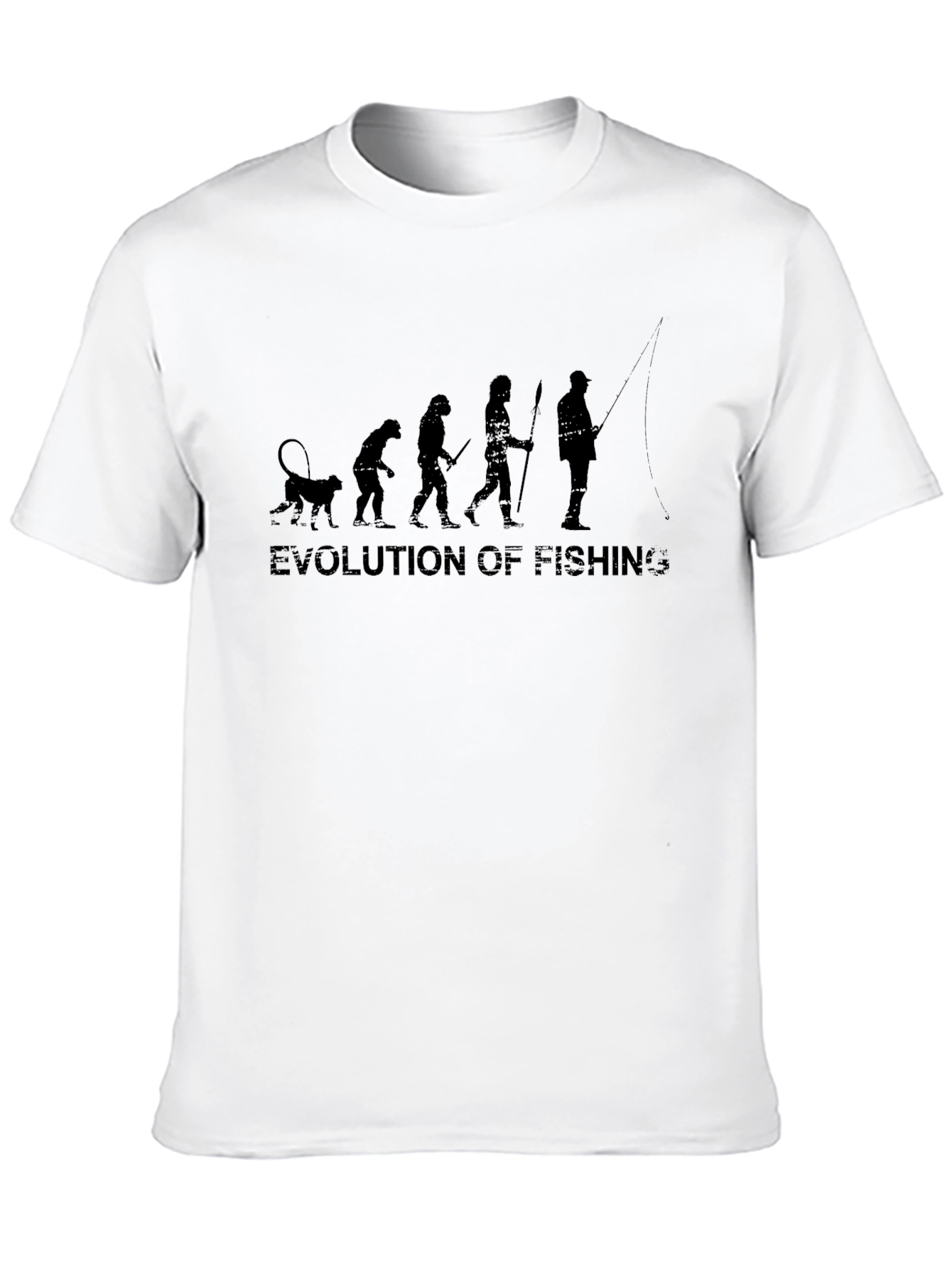 Black Evolution of Fishing Black Graphic T-Shirt view 10
