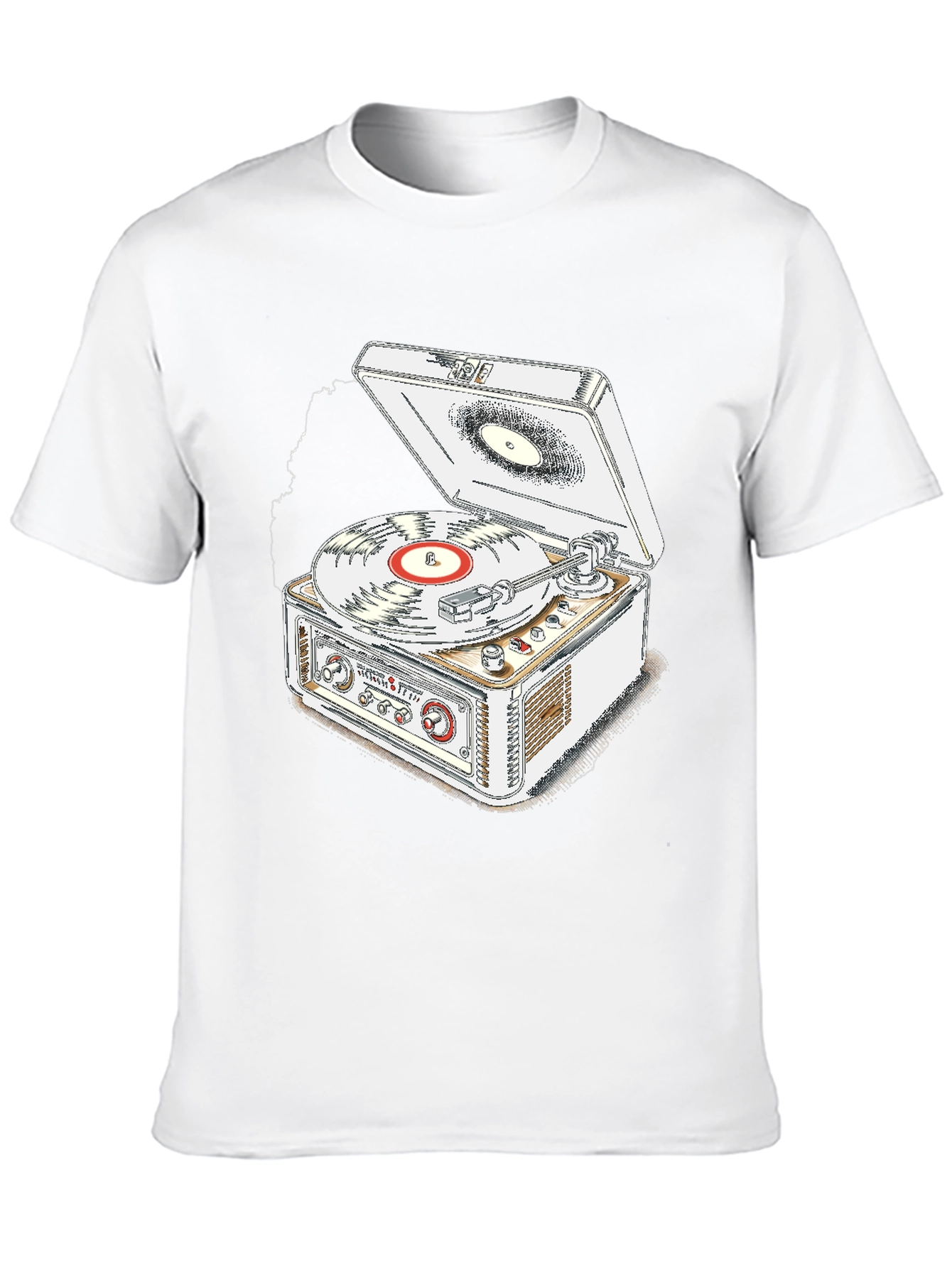 Black Vintage Record Player T-Shirt - Music Lover Tee view 10